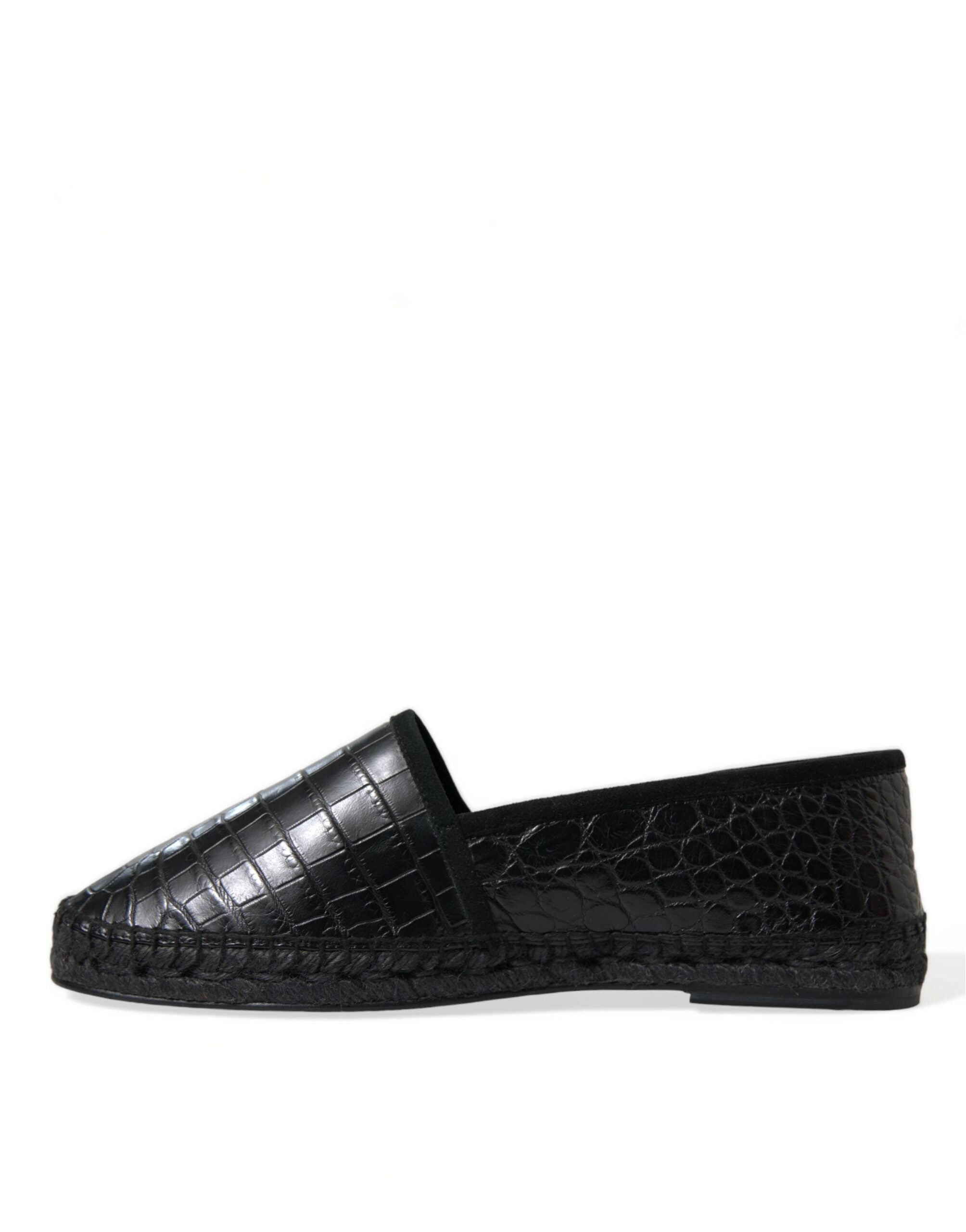 Dolce & Gabbana Black Exotic Leather Espadrilles Slip On Shoes - DEA STILOSA MILANO