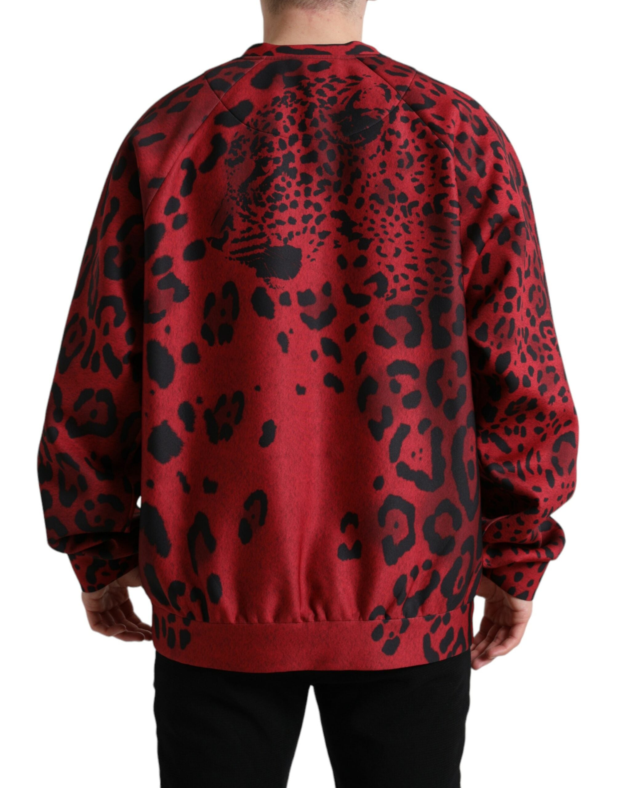 Dolce & Gabbana Red Leopard Print Crewneck Pullover Sweater - DEA STILOSA MILANO