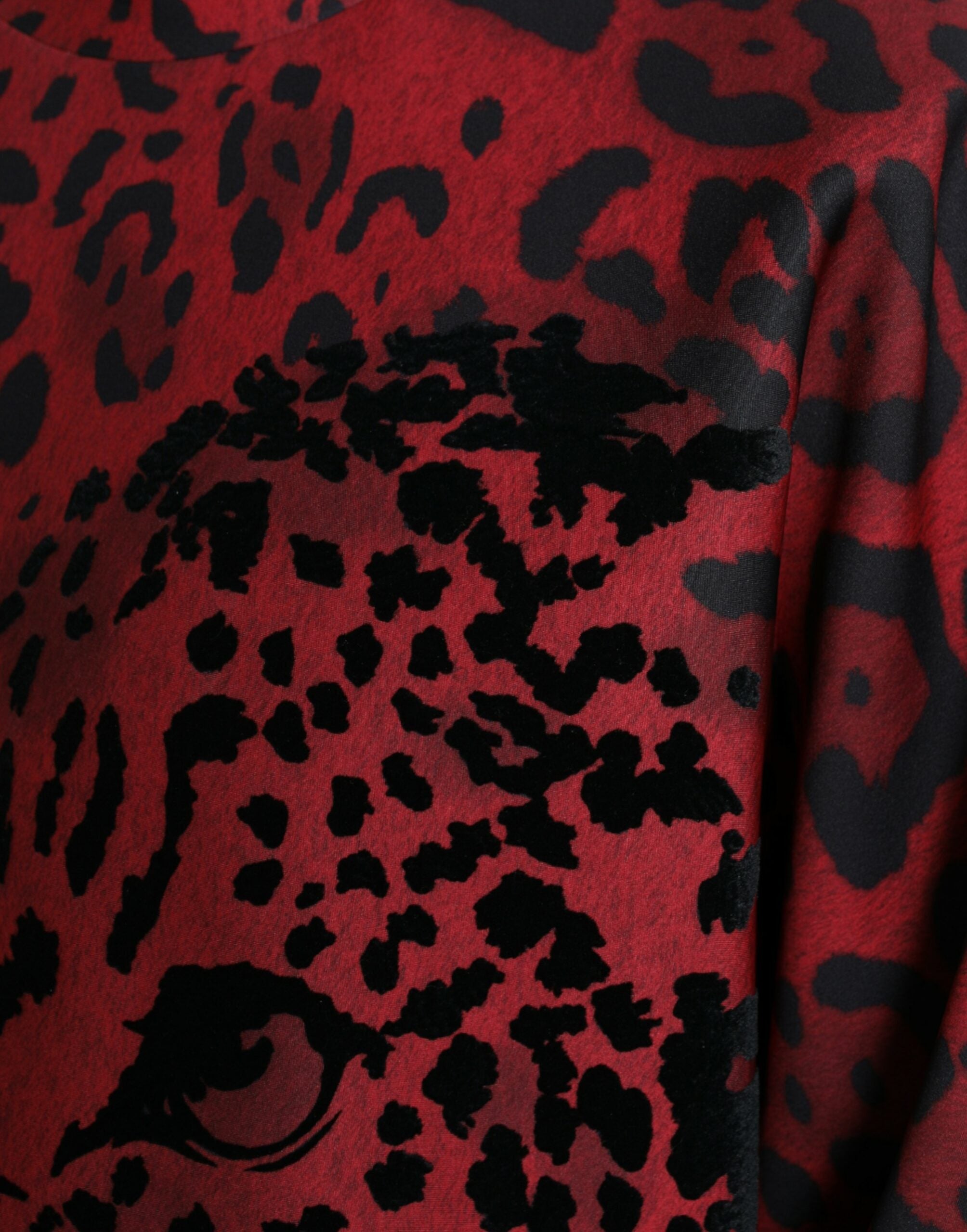 Dolce & Gabbana Red Leopard Print Crewneck Pullover Sweater - DEA STILOSA MILANO