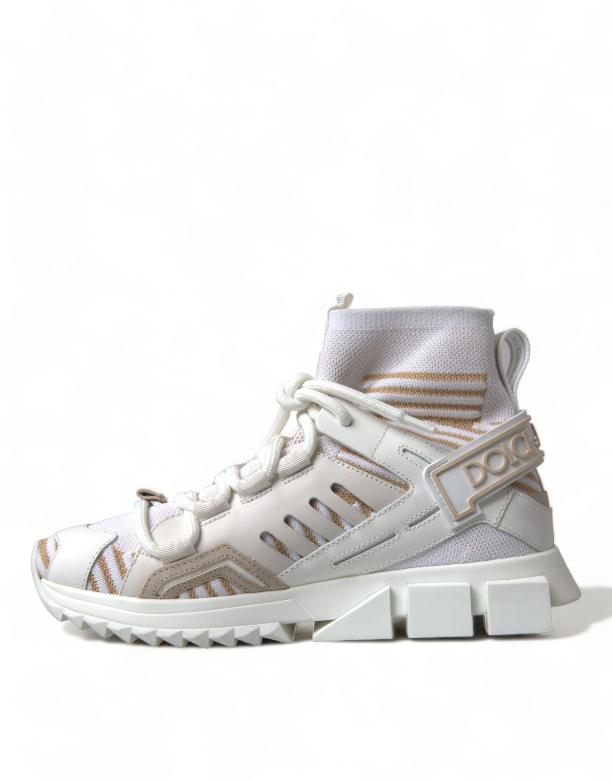 Dolce & Gabbana White Beige Sorrento Socks Sneakers Shoes - DEA STILOSA MILANO