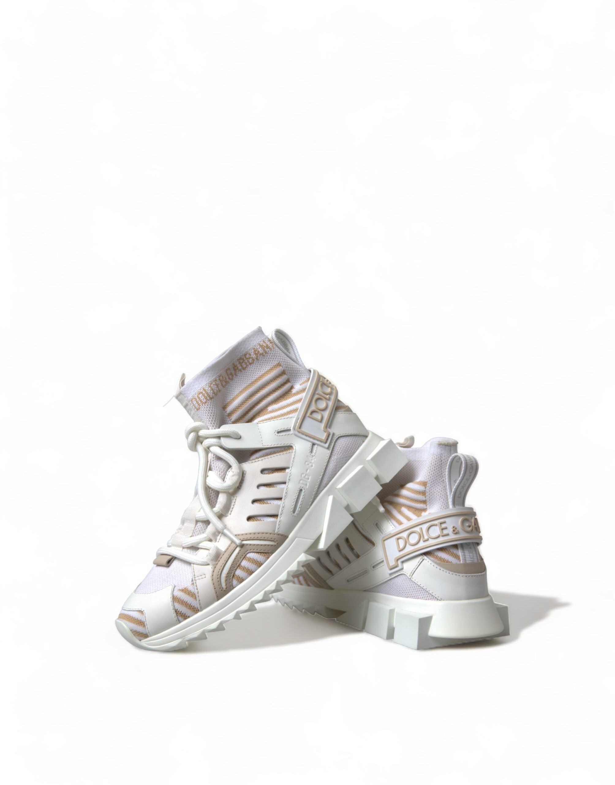 Dolce & Gabbana White Beige Sorrento Socks Sneakers Shoes - DEA STILOSA MILANO