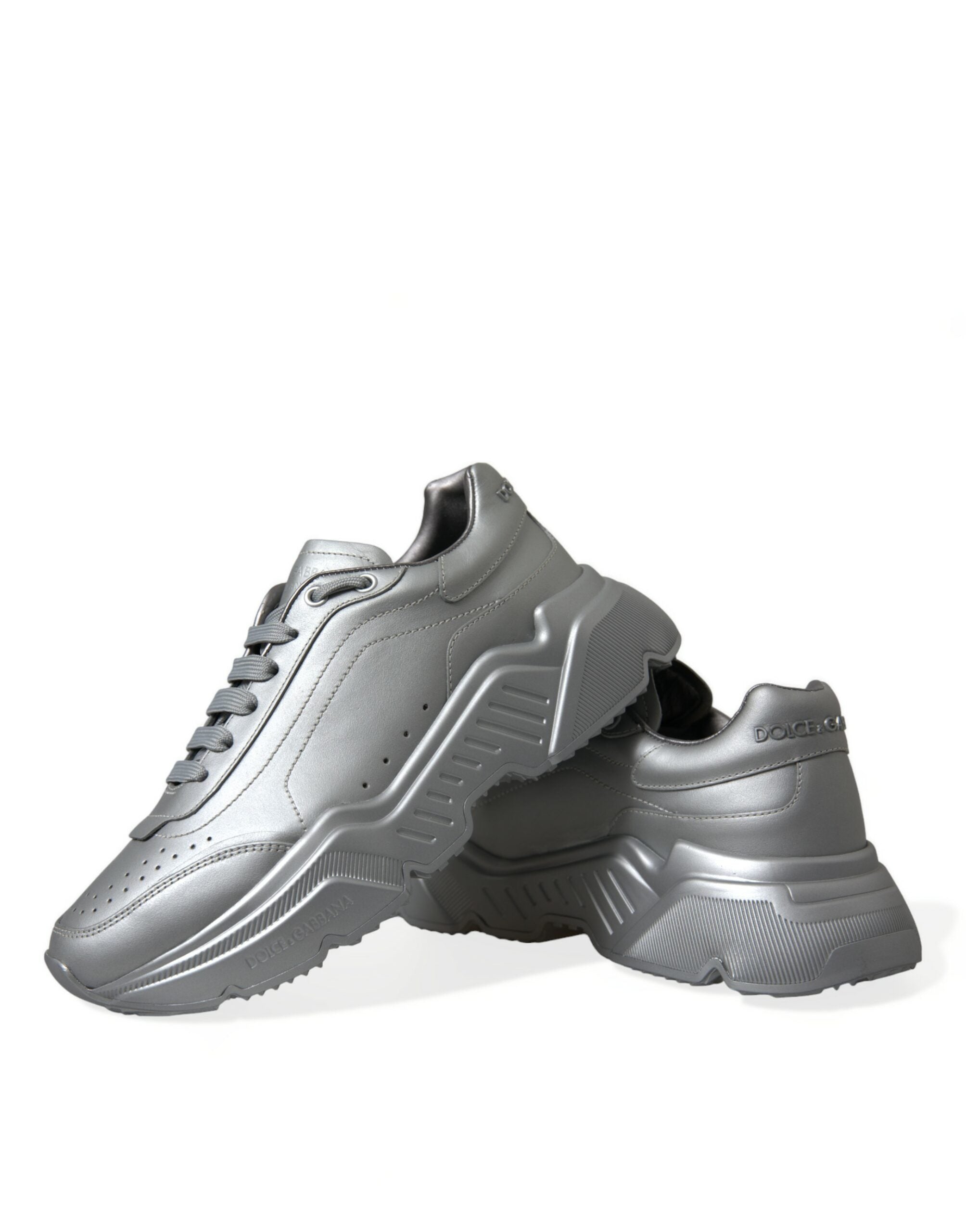 Dolce & Gabbana Silver DAYMASTER Leather Men Casual Sneakers Shoes - DEA STILOSA MILANO