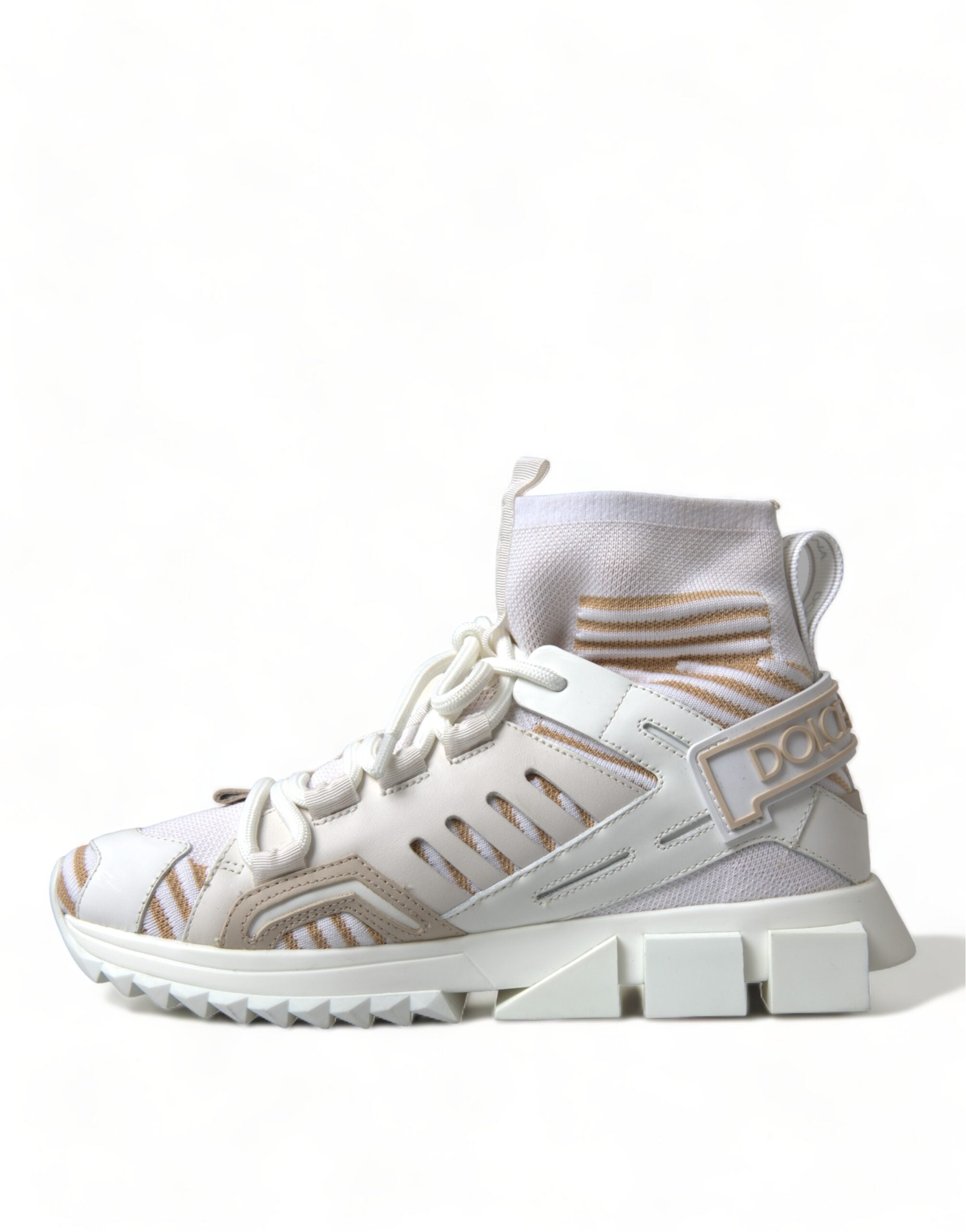 Dolce & Gabbana White Beige Sorrento Socks Sneakers Shoes - DEA STILOSA MILANO