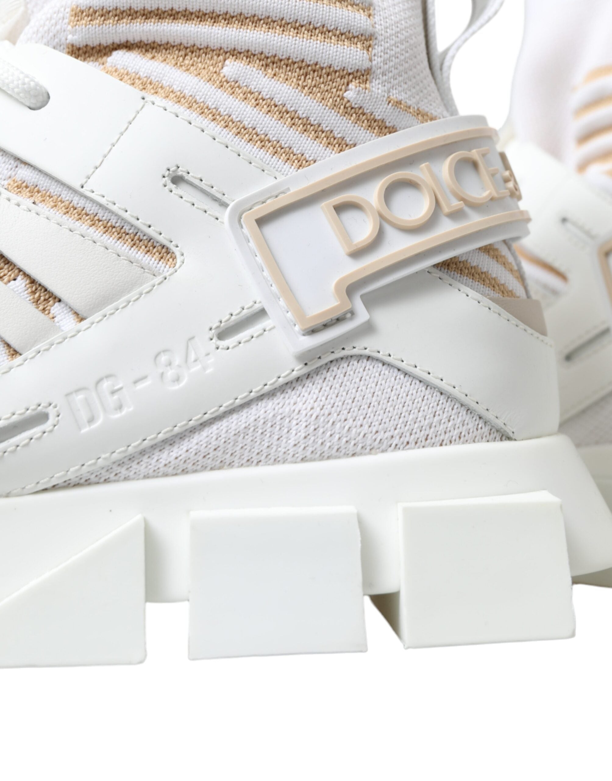 Dolce & Gabbana White Beige Sorrento Socks Sneakers Shoes - DEA STILOSA MILANO