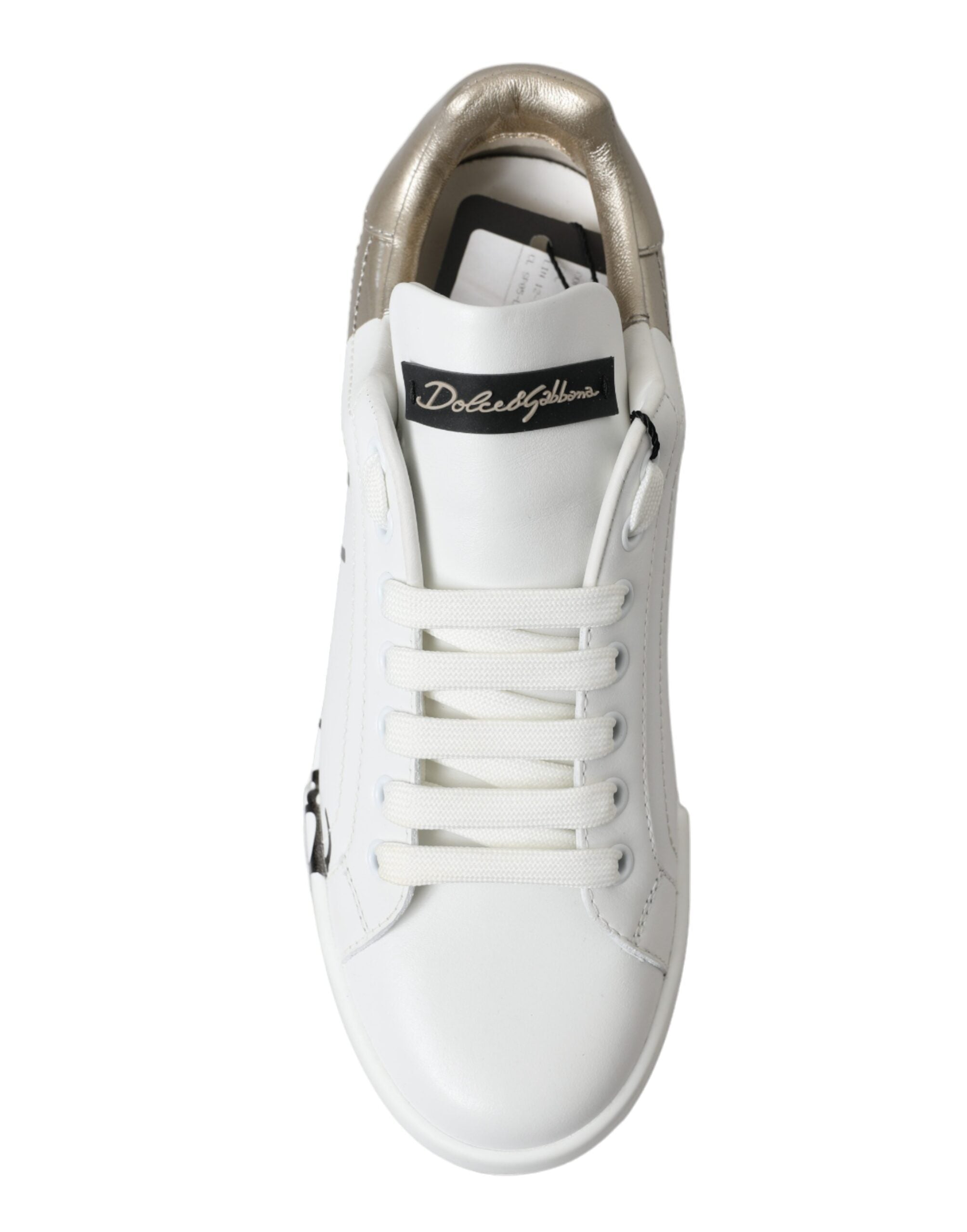 Dolce & Gabbana White Gold Lace Up Womens Low Top Sneakers - DEA STILOSA MILANO