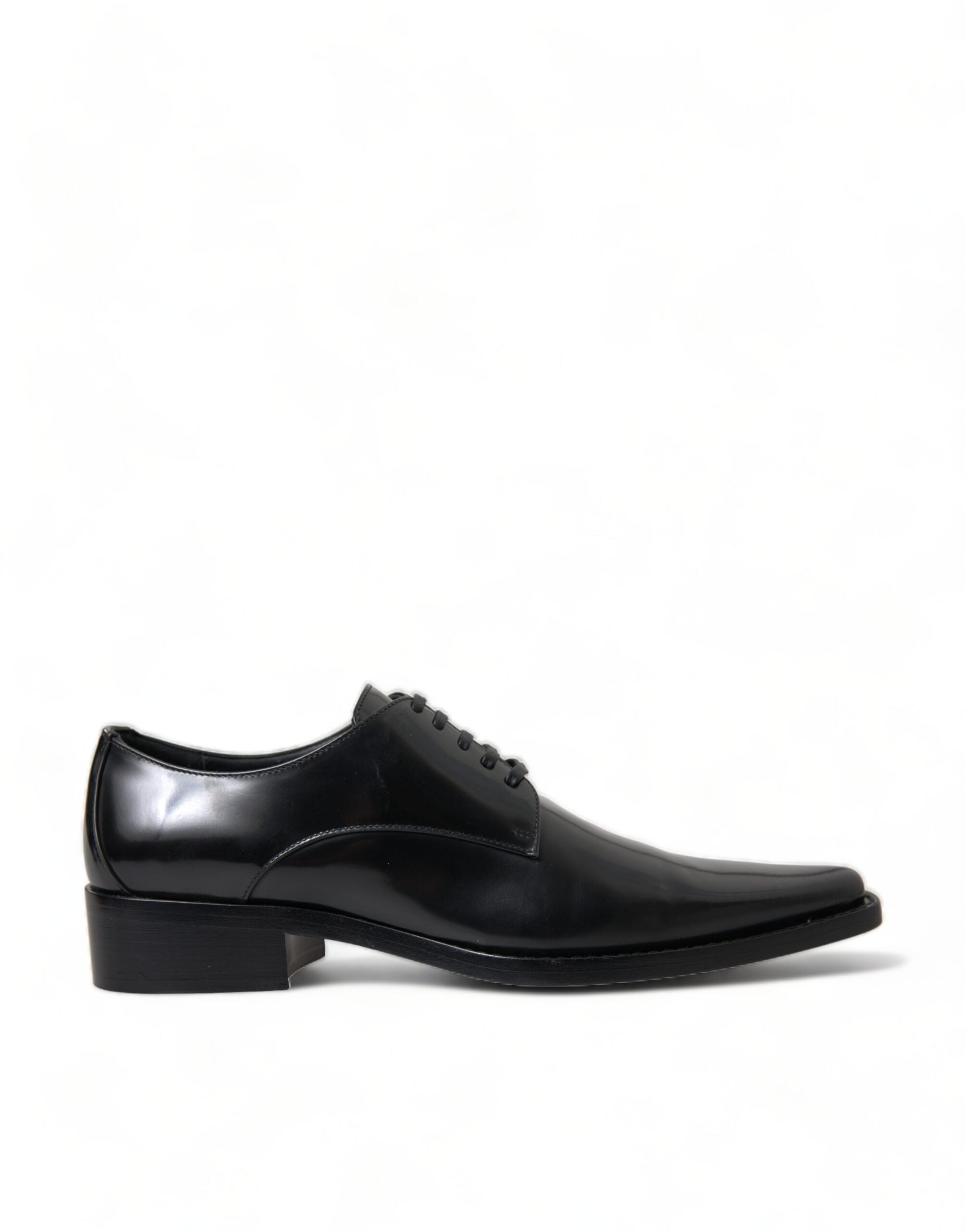 Dolce & Gabbana Black Leather Lace Up Formal Flats Shoes - DEA STILOSA MILANO