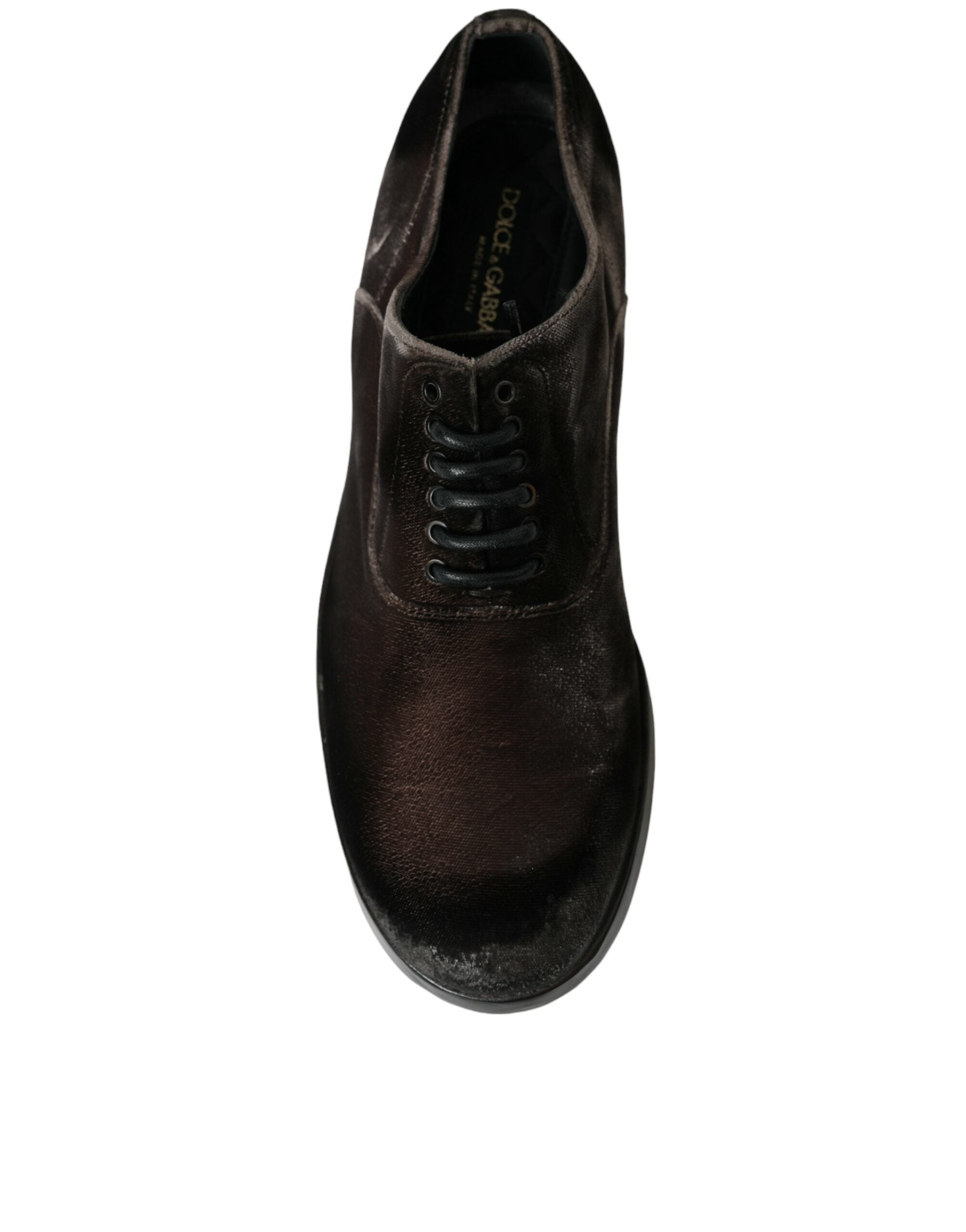 Dolce & Gabbana Brown Velvet Men Lace Up Oxford Dress Shoes - DEA STILOSA MILANO