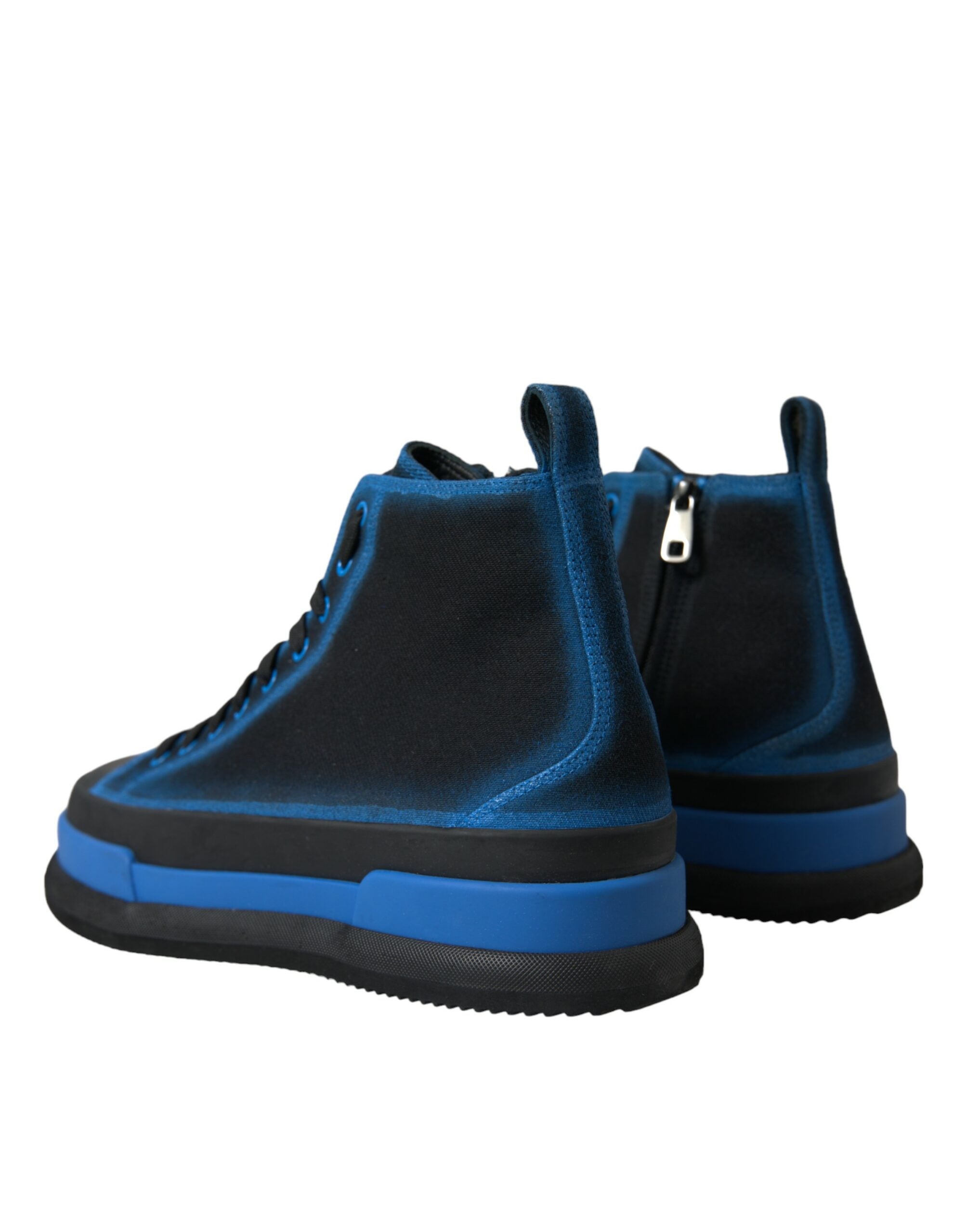 Dolce & Gabbana Black Blue Canvas Cotton High Top Sneakers Shoes - DEA STILOSA MILANO