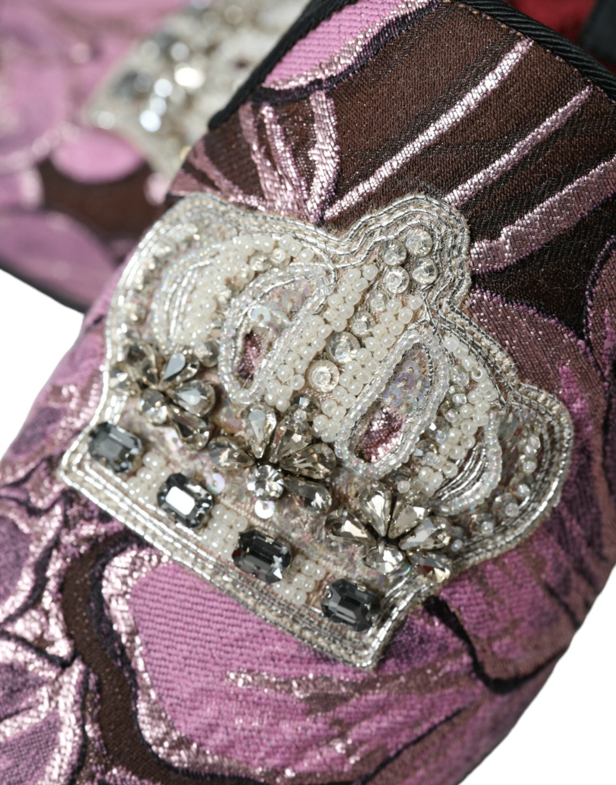 Dolce & Gabbana Pink Printed Crystal Embellished Loafers Dress Shoes - DEA STILOSA MILANO