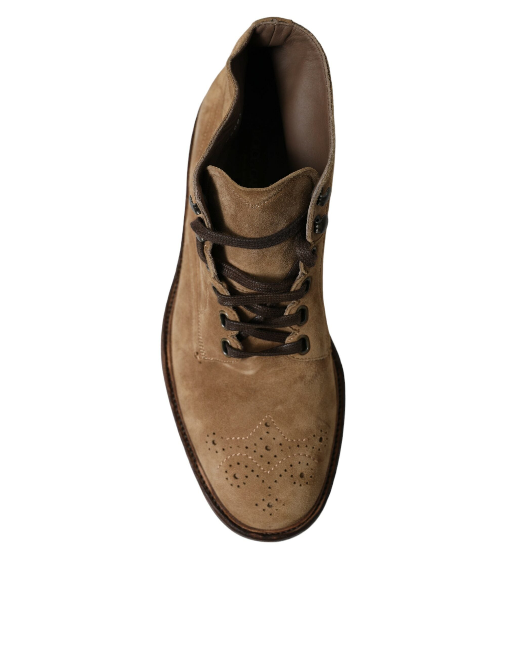Dolce & Gabbana Brown Leather Lace Up Ankle Boots Shoes - DEA STILOSA MILANO