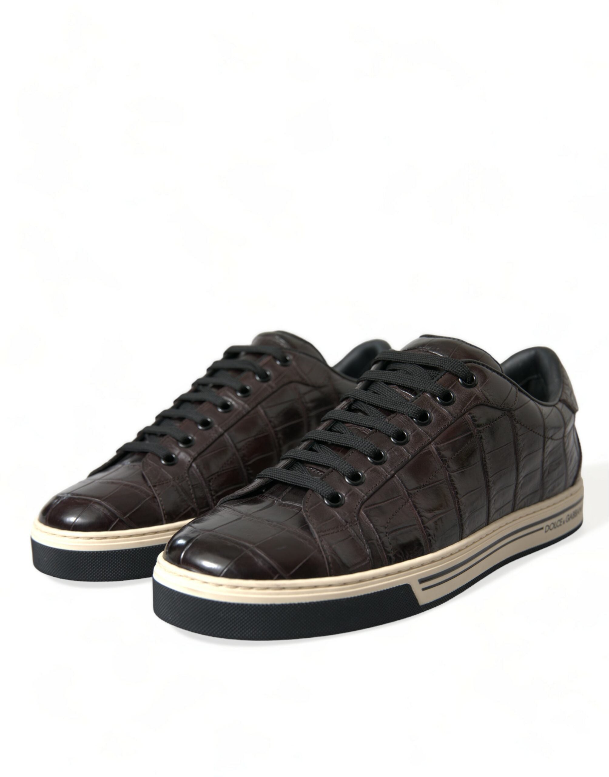 Dolce & Gabbana Brown Croc Exotic Leather Men Casual Sneakers Shoes - DEA STILOSA MILANO