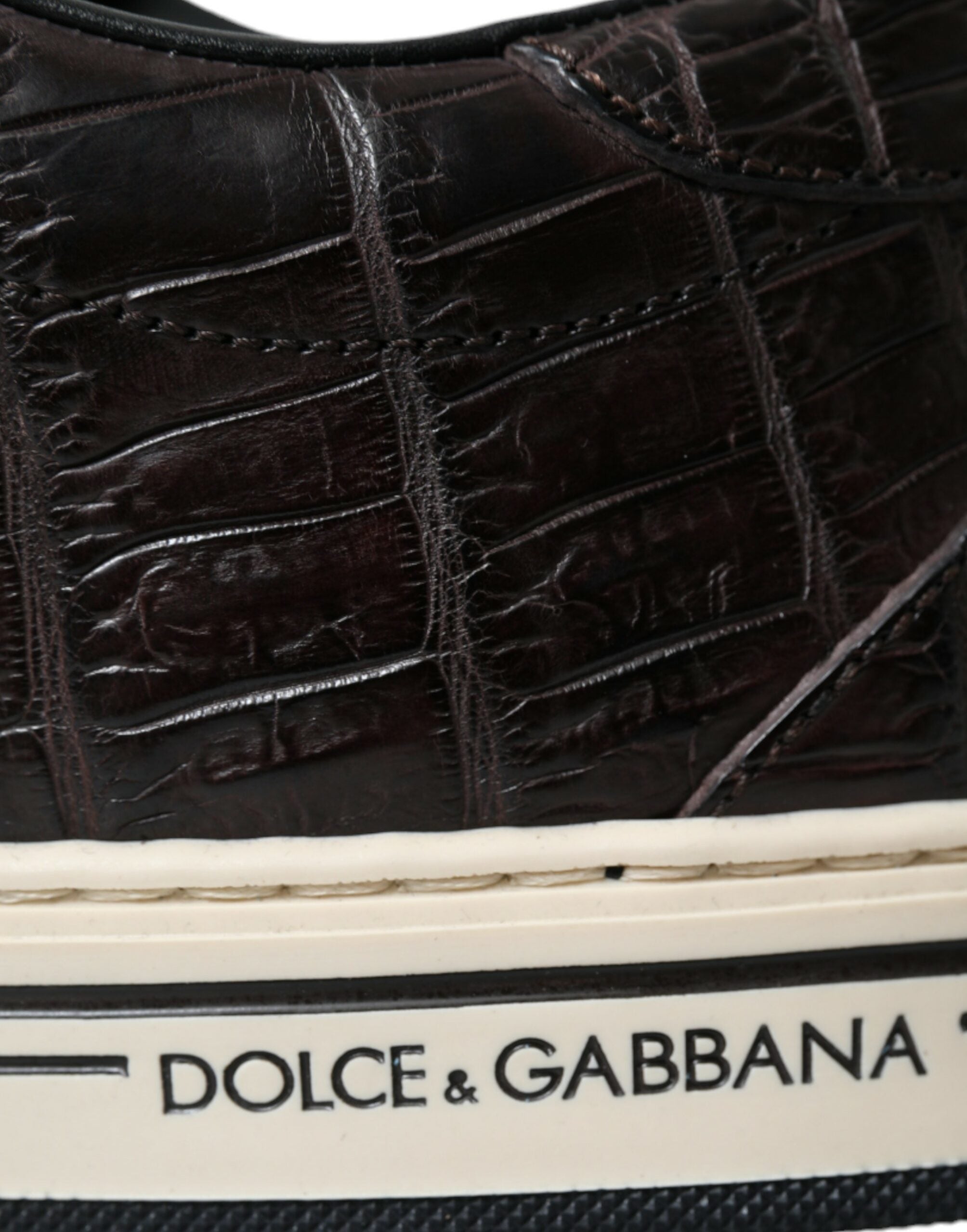 Dolce & Gabbana Brown Croc Exotic Leather Men Casual Sneakers Shoes - DEA STILOSA MILANO