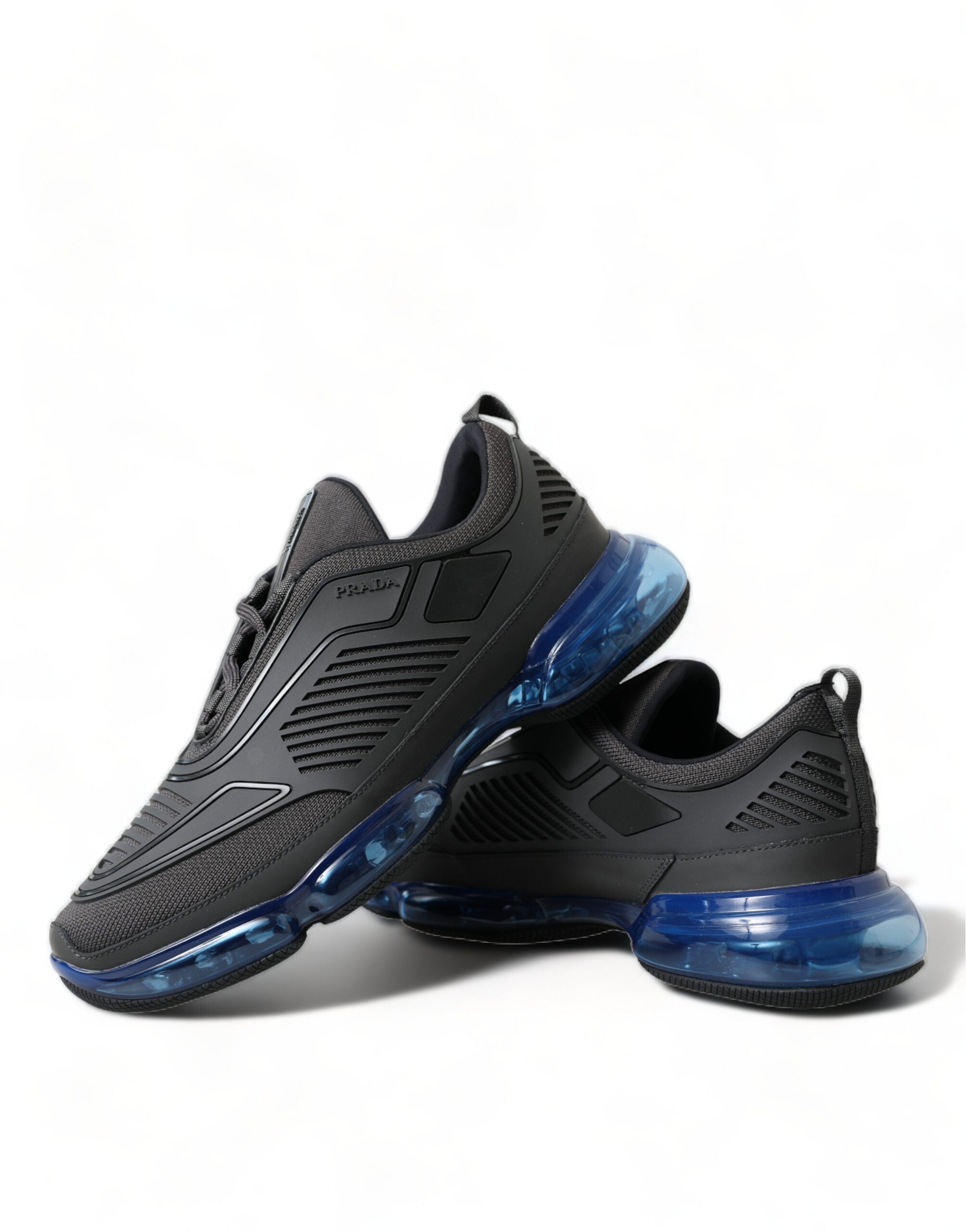 Prada Black Blue Rubber Knit Slip On Low Top Sneakers Shoes - DEA STILOSA MILANO