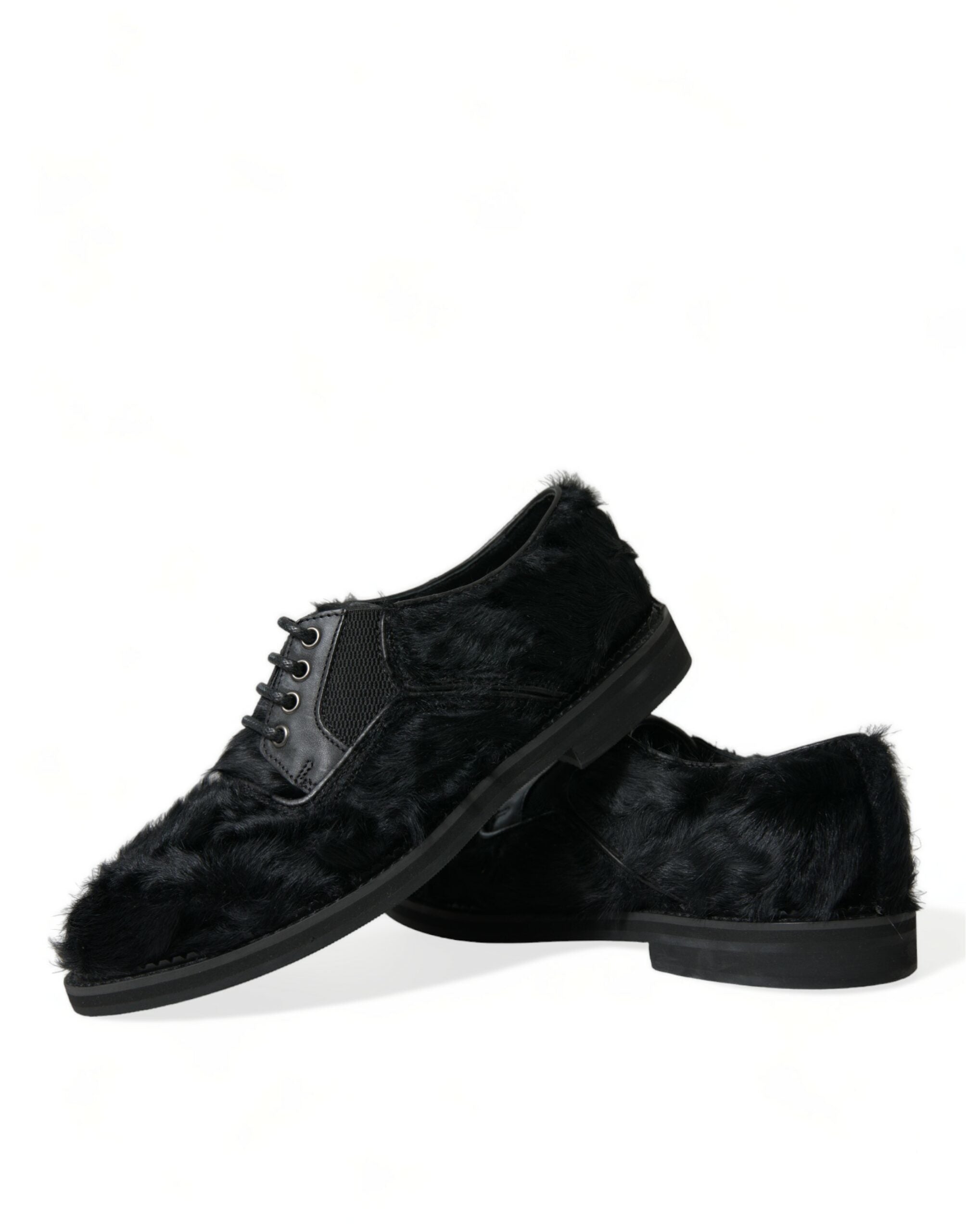 Dolce & Gabbana Black Fur Leather Lace Up Derby Dress Shoes - DEA STILOSA MILANO