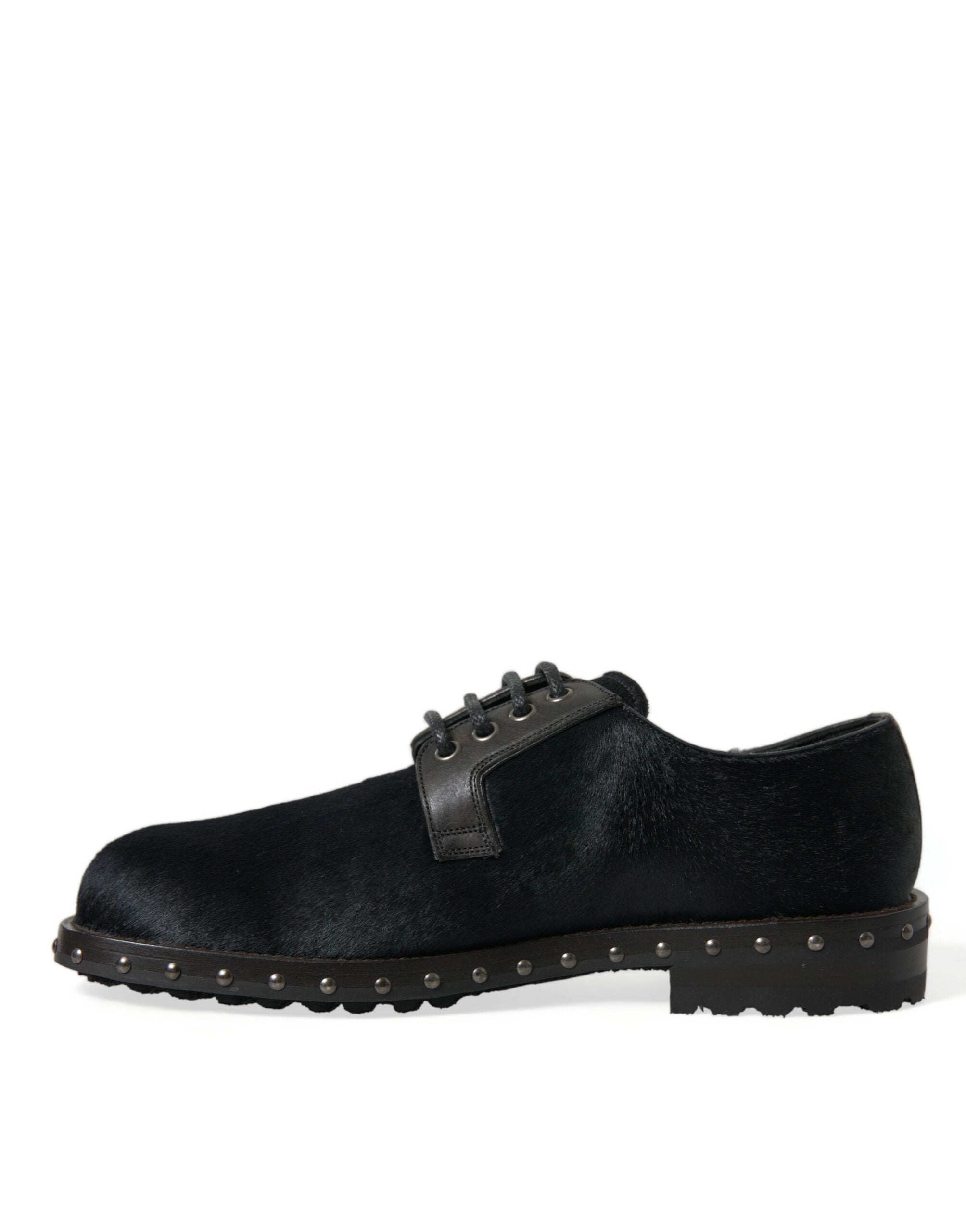 Dolce & Gabbana Black Stable Fur Derby SAN PIETRO Dress Shoes - DEA STILOSA MILANO