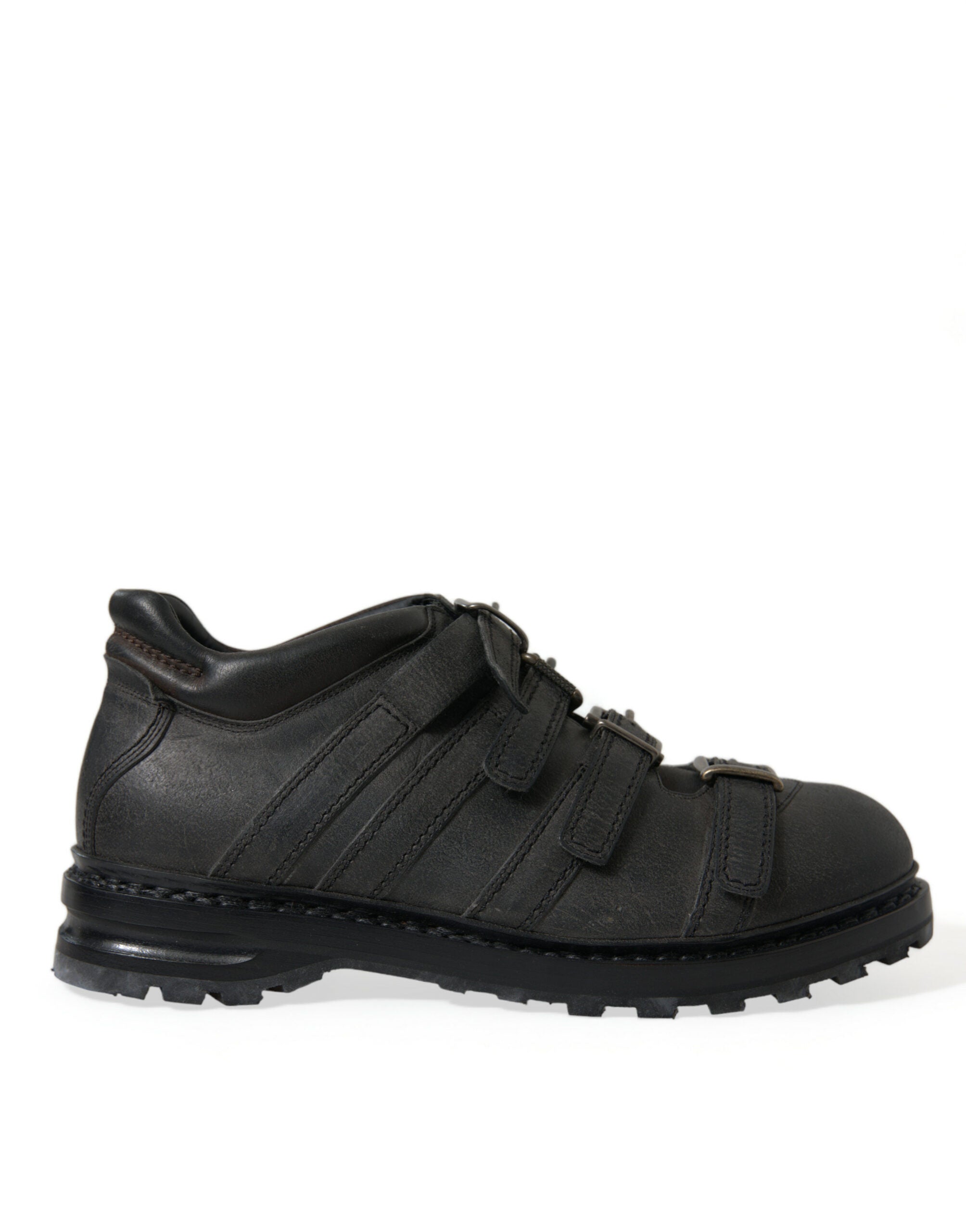 Dolce & Gabbana Black Leather Strap Men Ankle Boots Shoes - DEA STILOSA MILANO