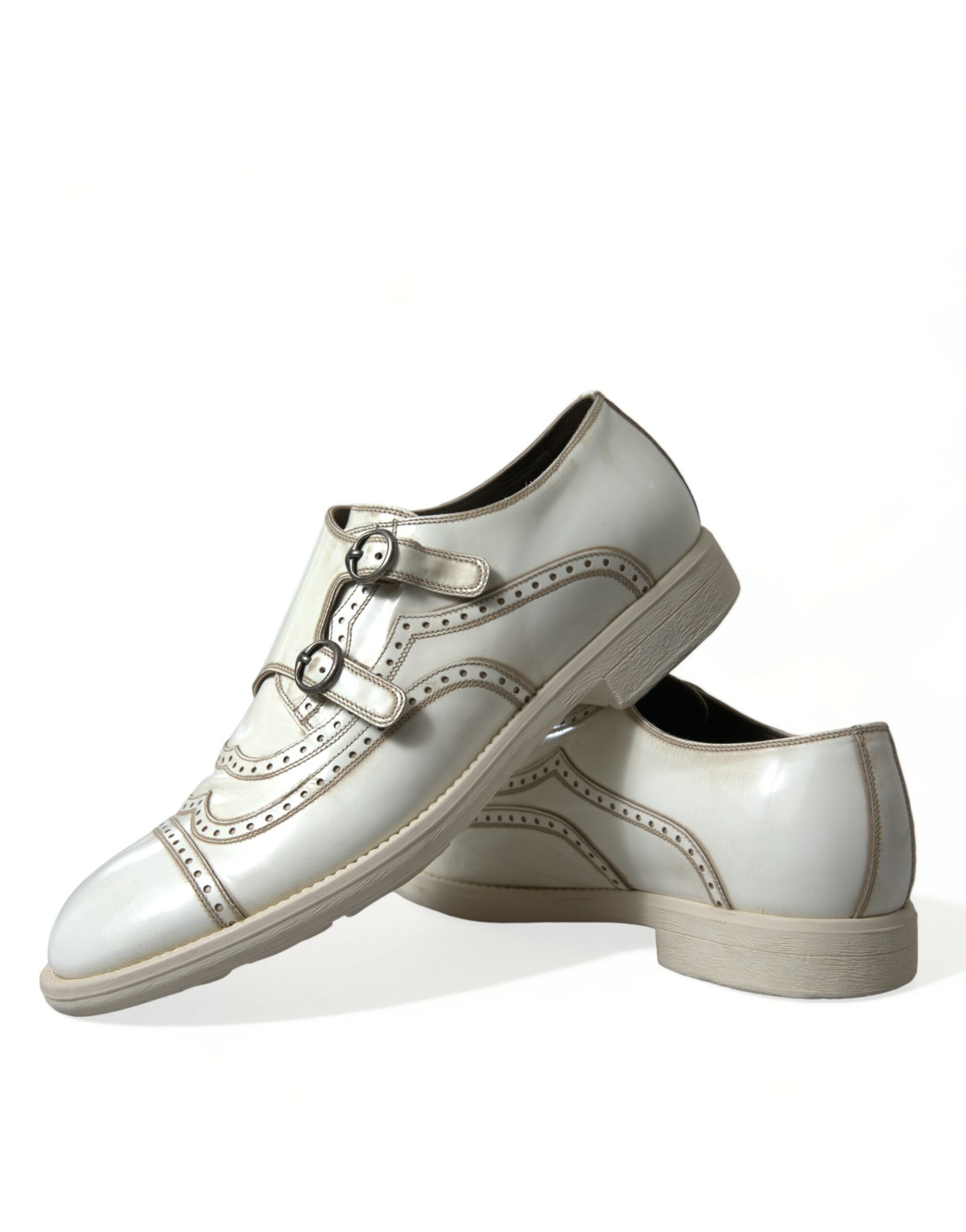 Dolce & Gabbana White Leather Strap Men Derby Dress Shoes - DEA STILOSA MILANO
