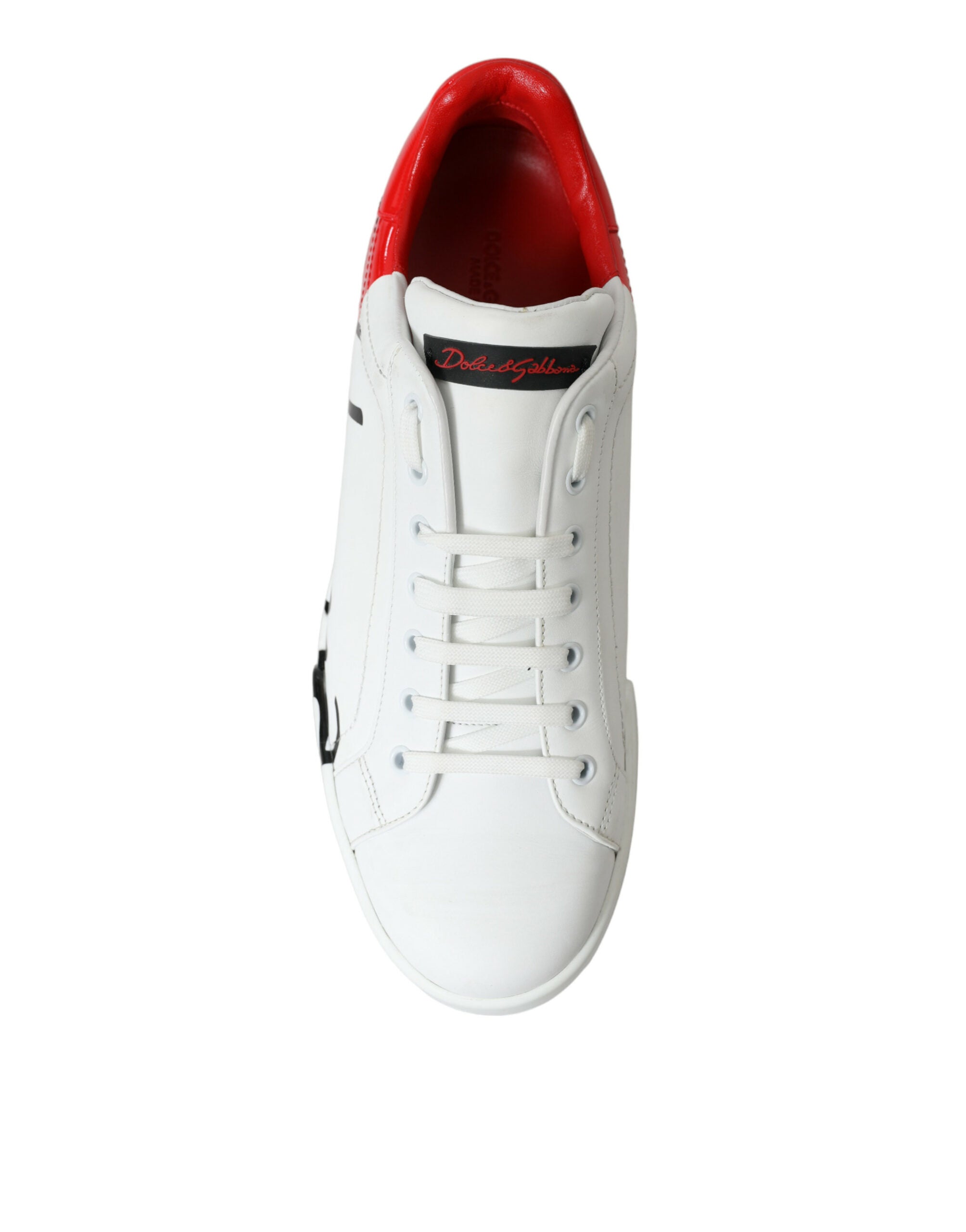 Dolce & Gabbana White Red Leather Low Top Sneakers Shoes - DEA STILOSA MILANO