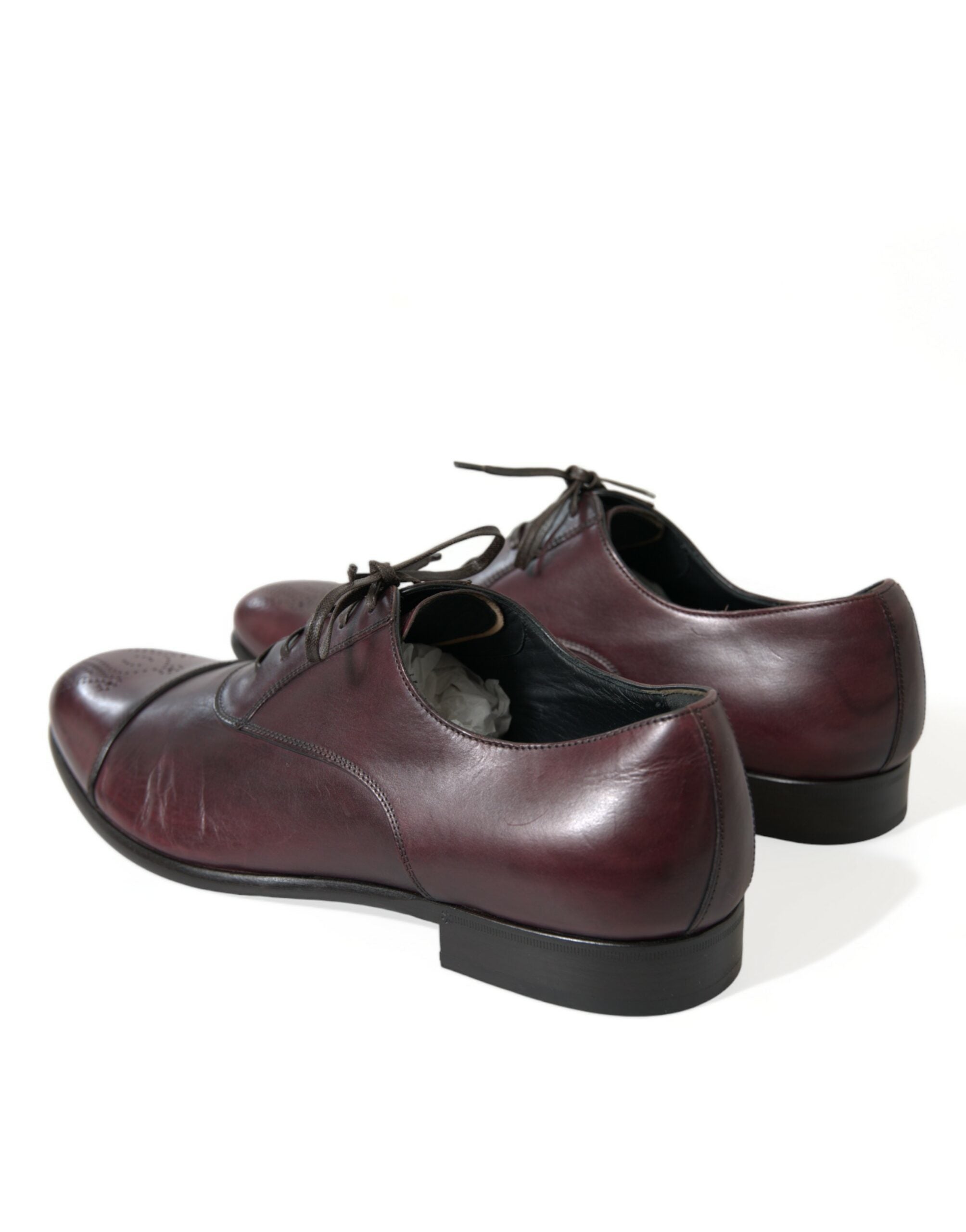 Dolce & Gabbana Bordeaux Leather Men Formal Derby Dress Shoes - DEA STILOSA MILANO