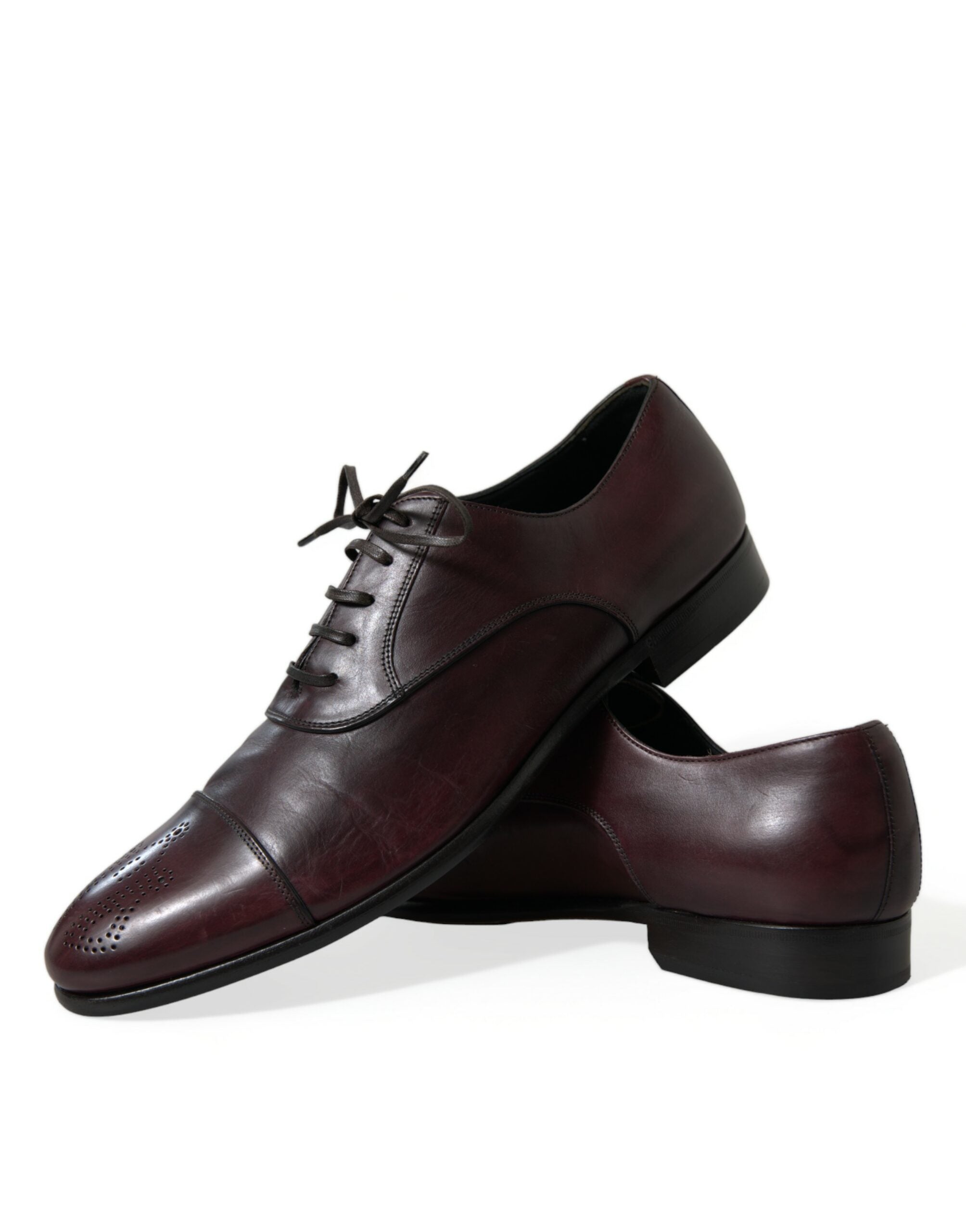 Dolce & Gabbana Bordeaux Leather Men Formal Derby Dress Shoes - DEA STILOSA MILANO