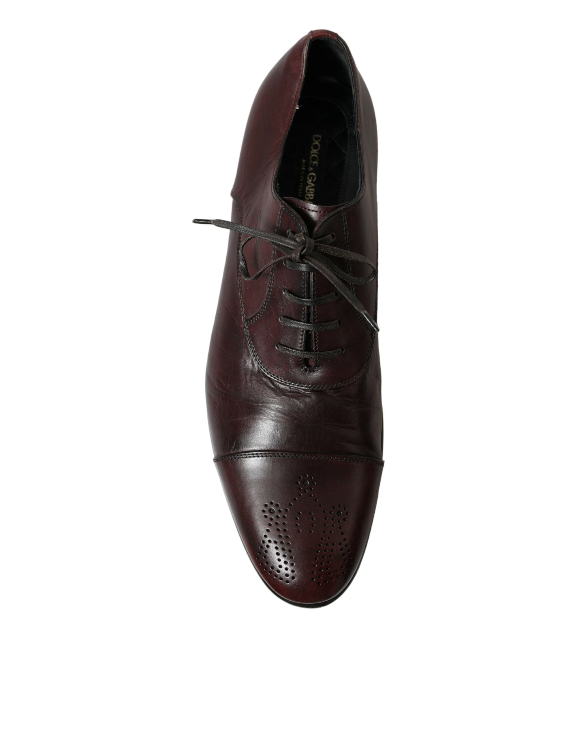 Dolce & Gabbana Bordeaux Leather Men Formal Derby Dress Shoes - DEA STILOSA MILANO