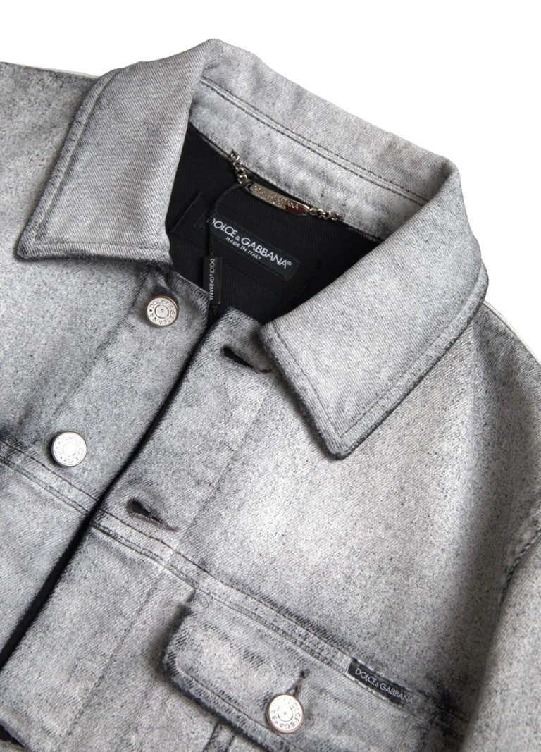 Dolce & Gabbana Gray Washed Cotton Stretch Denim Men Jacket - DEA STILOSA MILANO