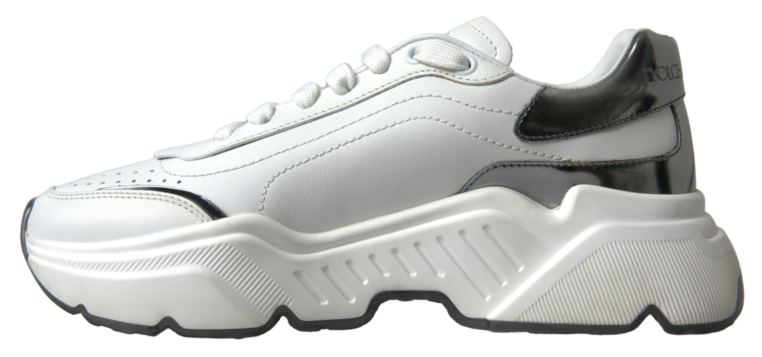 Dolce & Gabbana White Silver Leather Daymaster Womens - DEA STILOSA MILANO
