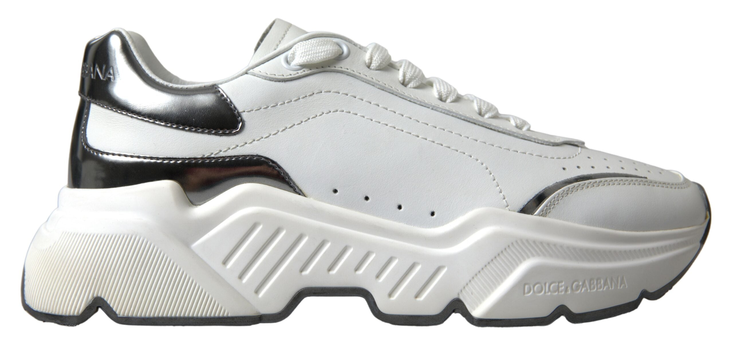 Dolce & Gabbana White Silver Leather Daymaster Womens - DEA STILOSA MILANO