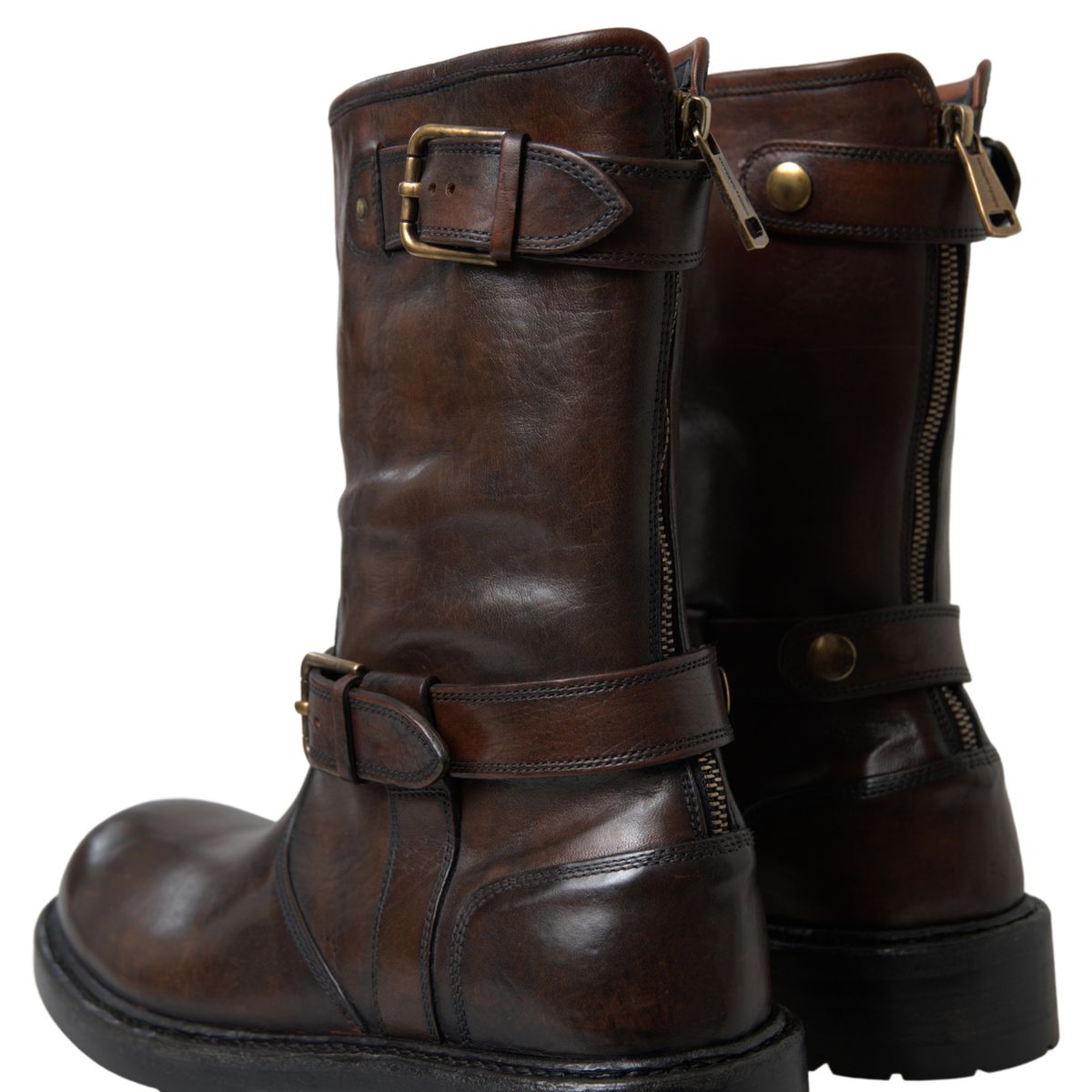 Dolce & Gabbana Brown Leather Midcalf Mens Boots - DEA STILOSA MILANO
