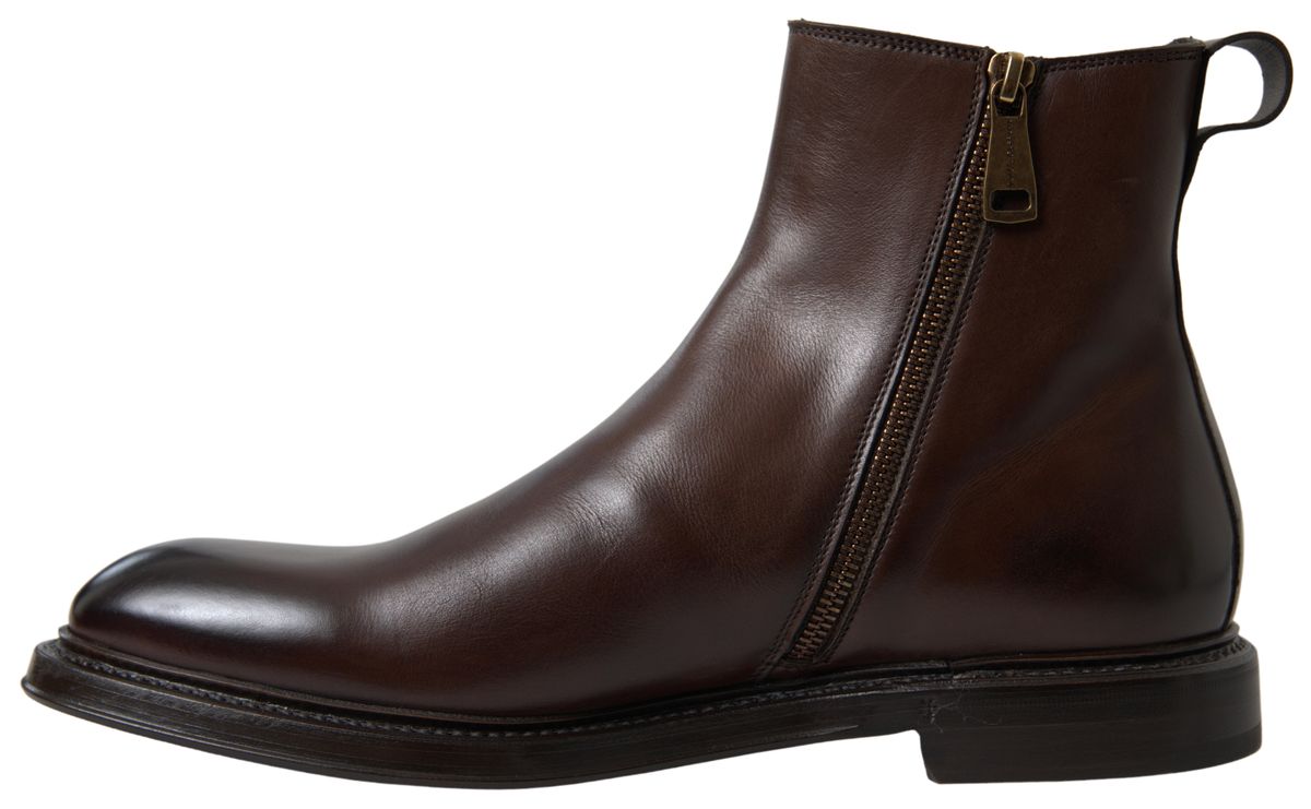 Dolce & Gabbana Brown Leather Chelsea Mens Boots Shoes - DEA STILOSA MILANO