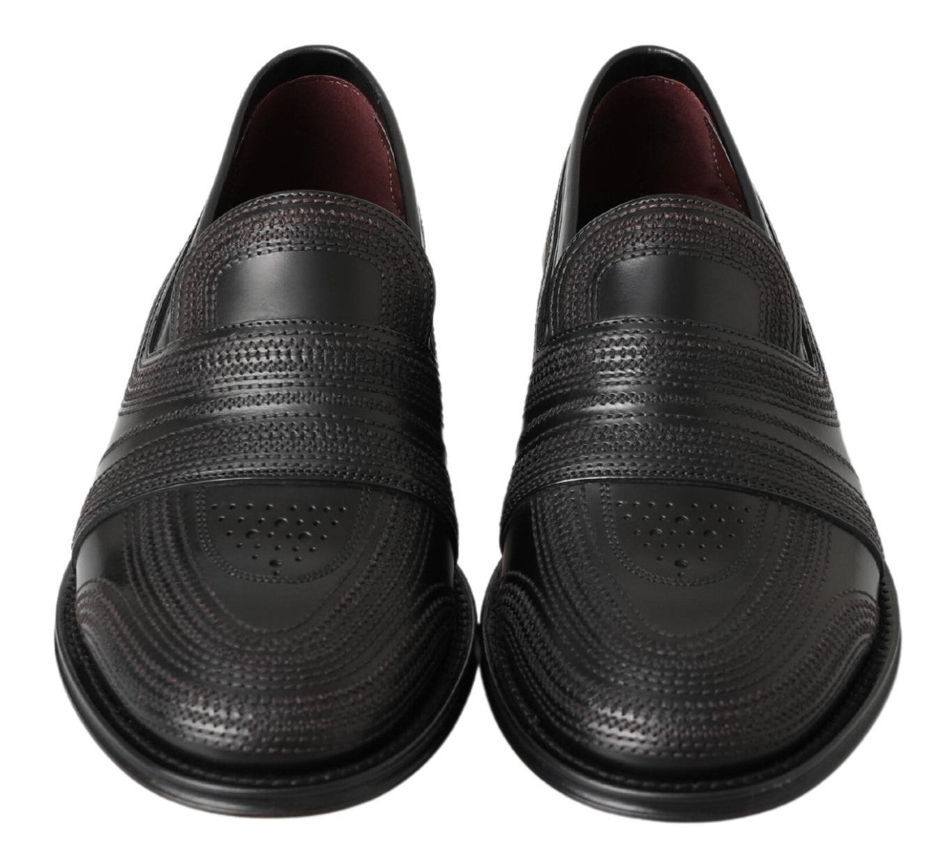 Dolce & Gabbana Black Leather Slipper Loafers Stitched Shoes - DEA STILOSA MILANO