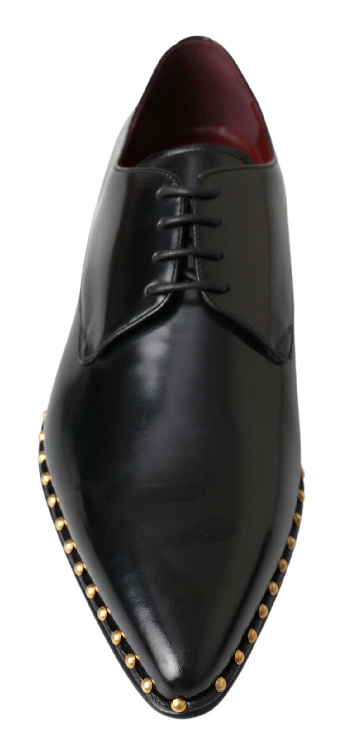 Dolce & Gabbana Black Derby Gold Studded Leather Shoes - DEA STILOSA MILANO