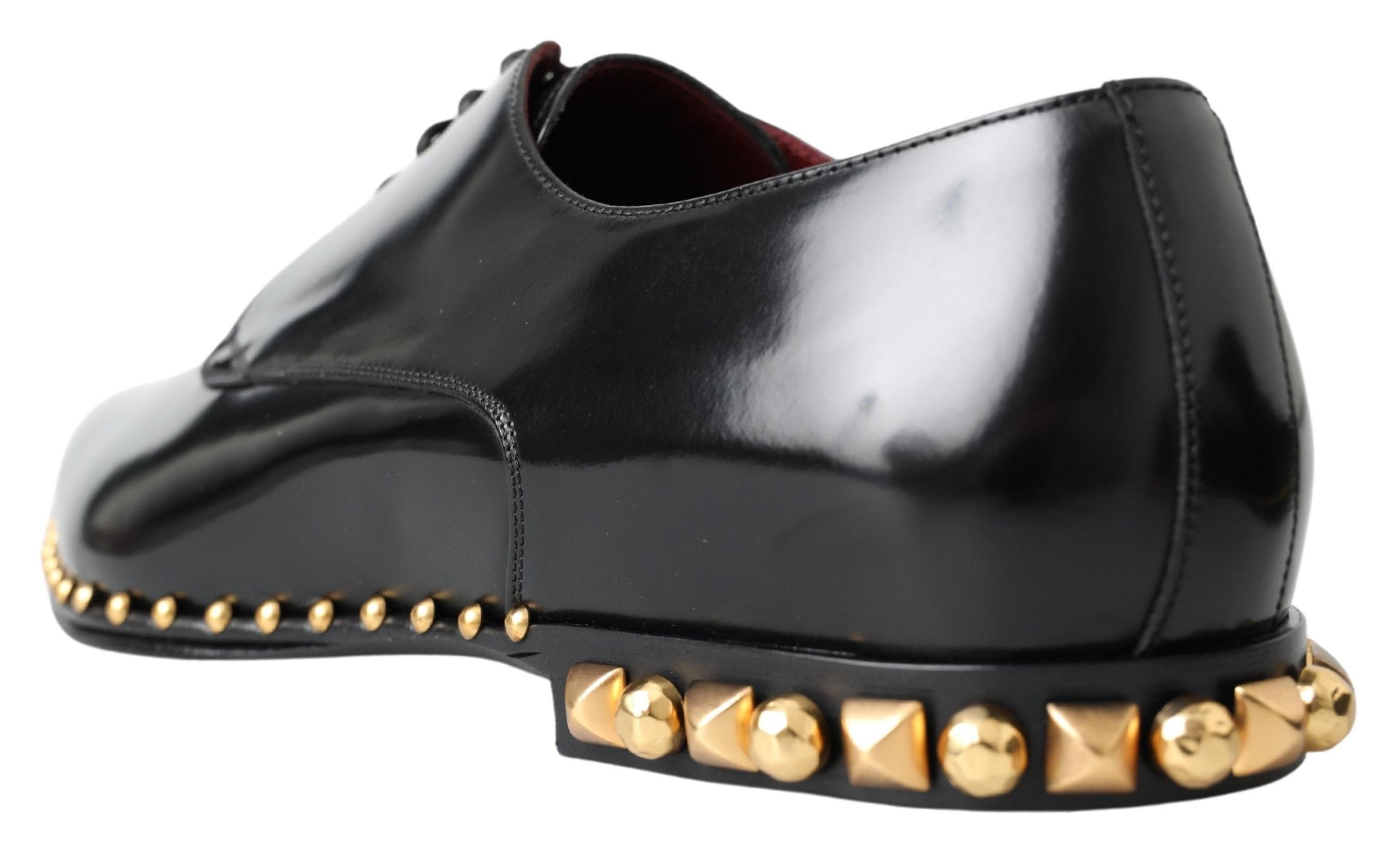 Dolce & Gabbana Black Derby Gold Studded Leather Shoes - DEA STILOSA MILANO