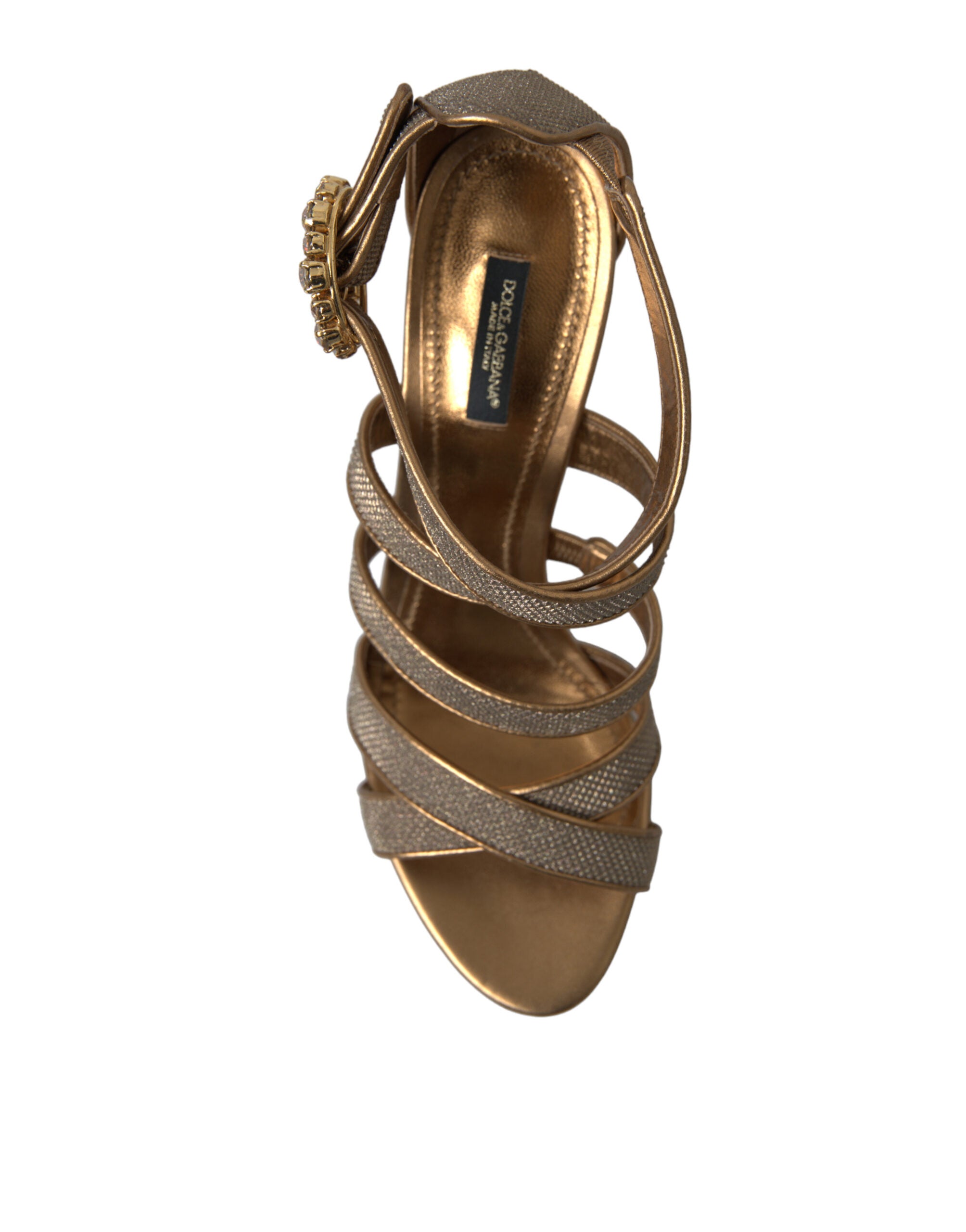 Dolce & Gabbana Bronze Crystal Strap Heels Sandals Shoes - DEA STILOSA MILANO