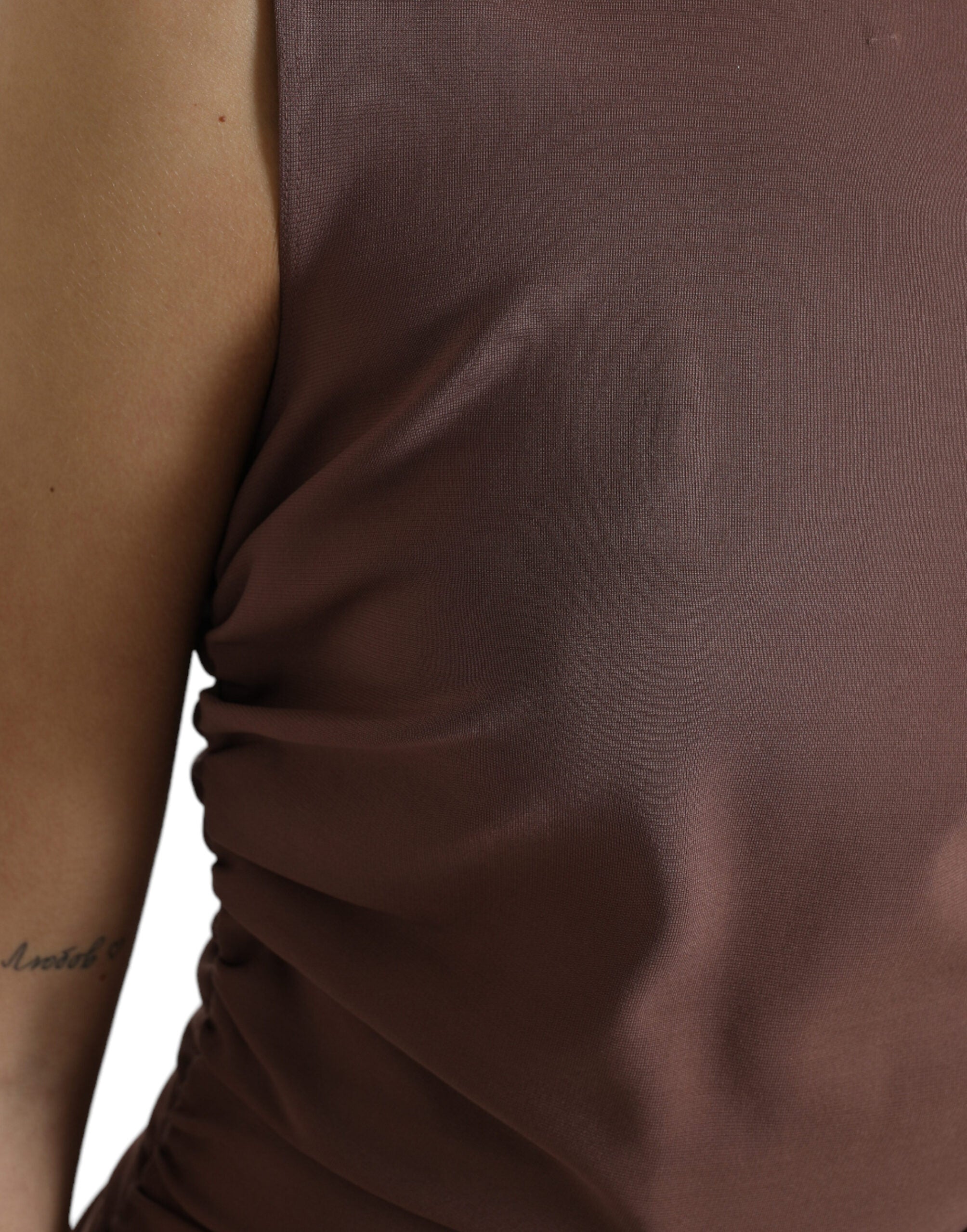 Dolce & Gabbana Brown Viscose Sheath Sleeveless Bodycon Midi Dress - DEA STILOSA MILANO