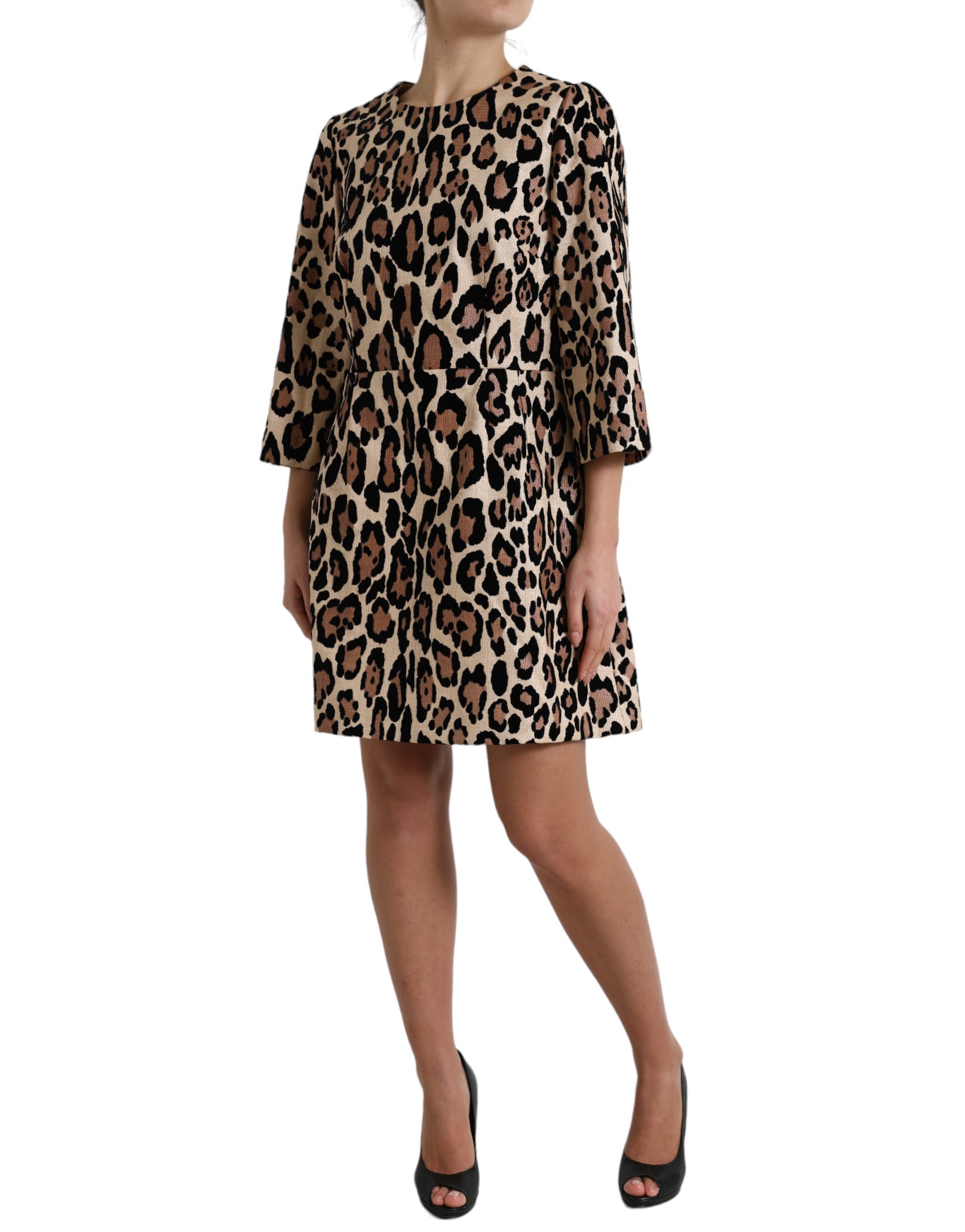 Dolce & Gabbana Brown Leopard Print Nylon Aline Mini Dress - DEA STILOSA MILANO