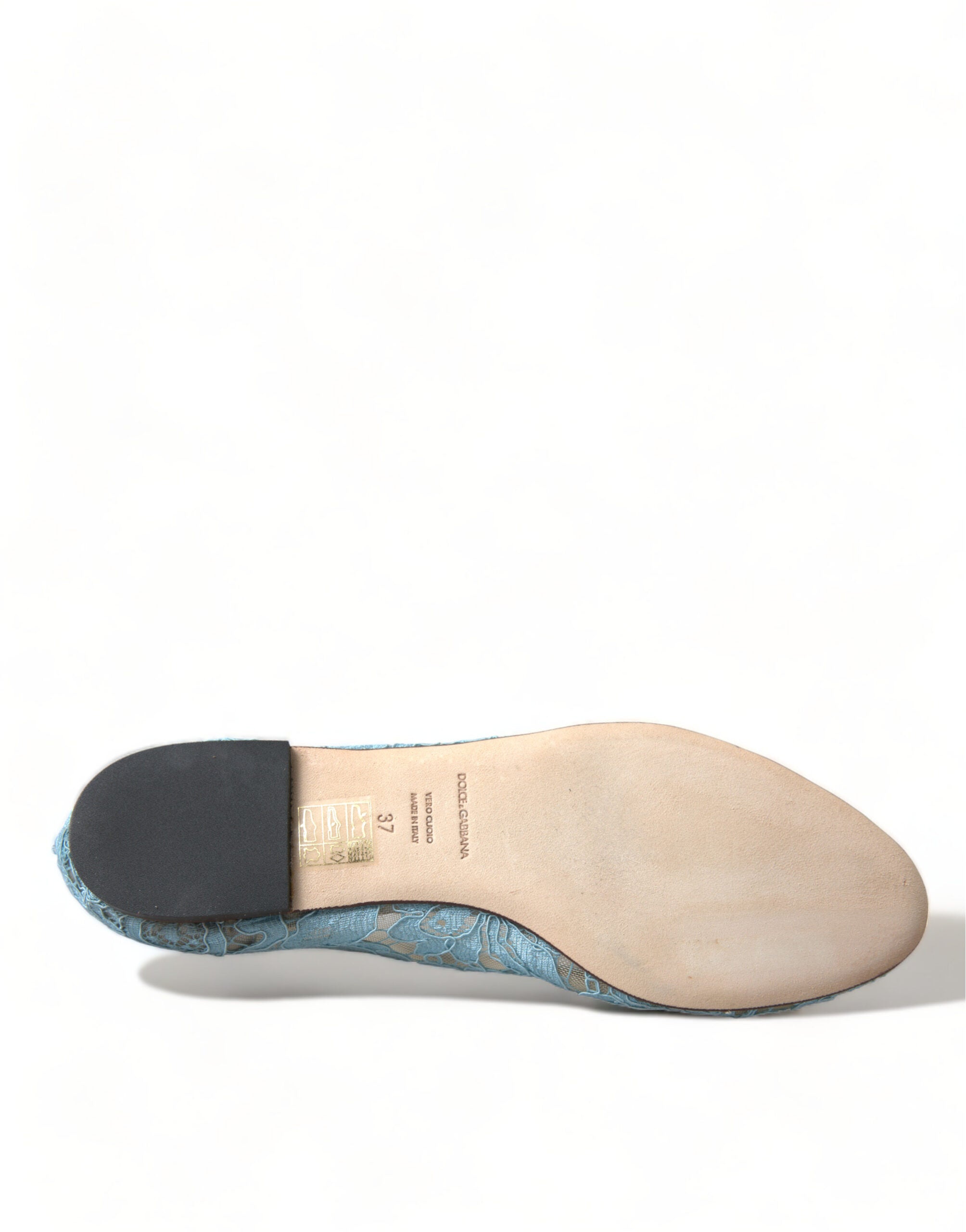 Dolce & Gabbana Blue Vally Taormina Lace Crystals Flats Shoes - DEA STILOSA MILANO