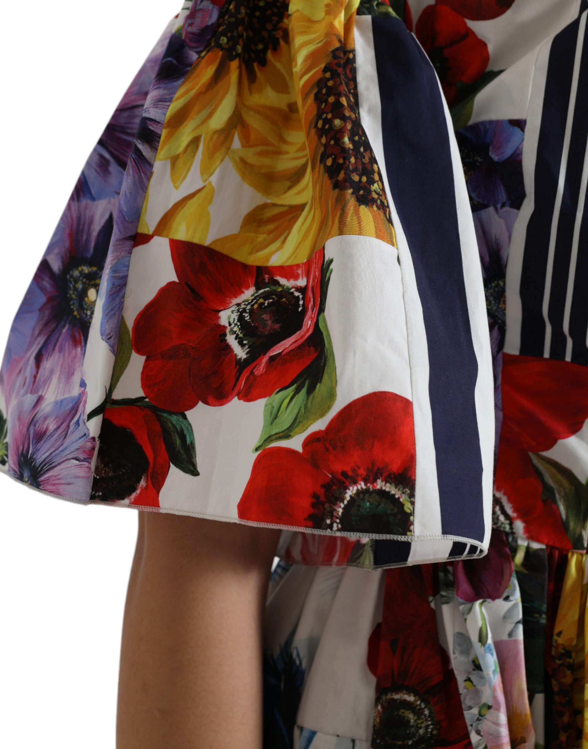 Dolce & Gabbana Multicolor Striped Floral Print Mini Dress - DEA STILOSA MILANO