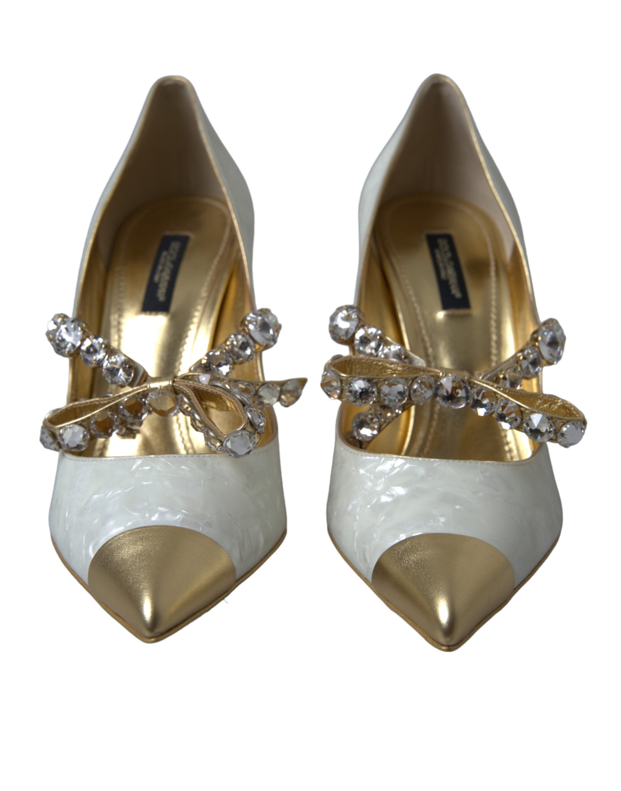 Dolce & Gabbana White Mary Jane Crystal Pearl Pumps Shoes - DEA STILOSA MILANO