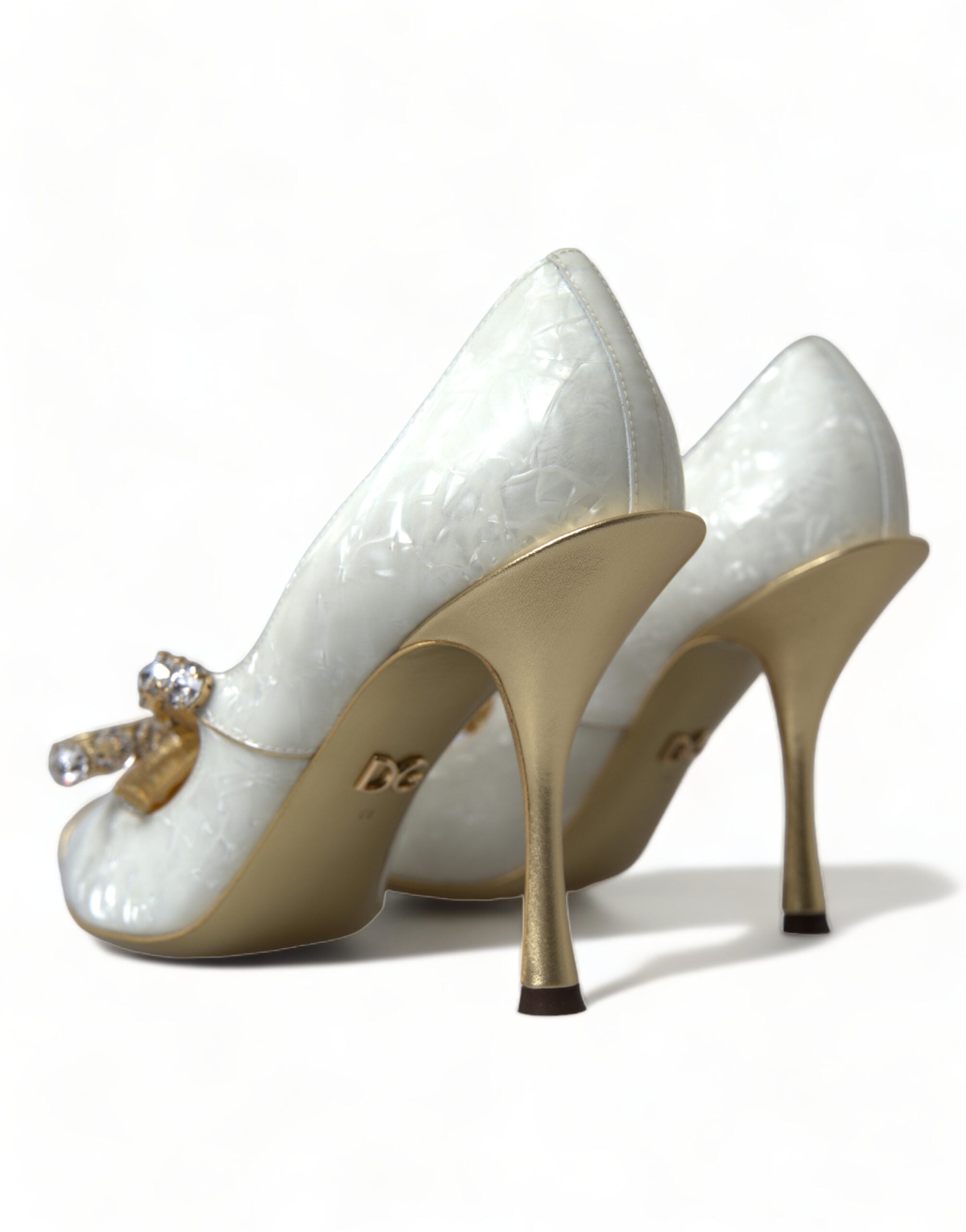 Dolce & Gabbana White Mary Jane Crystal Pearl Pumps Shoes - DEA STILOSA MILANO