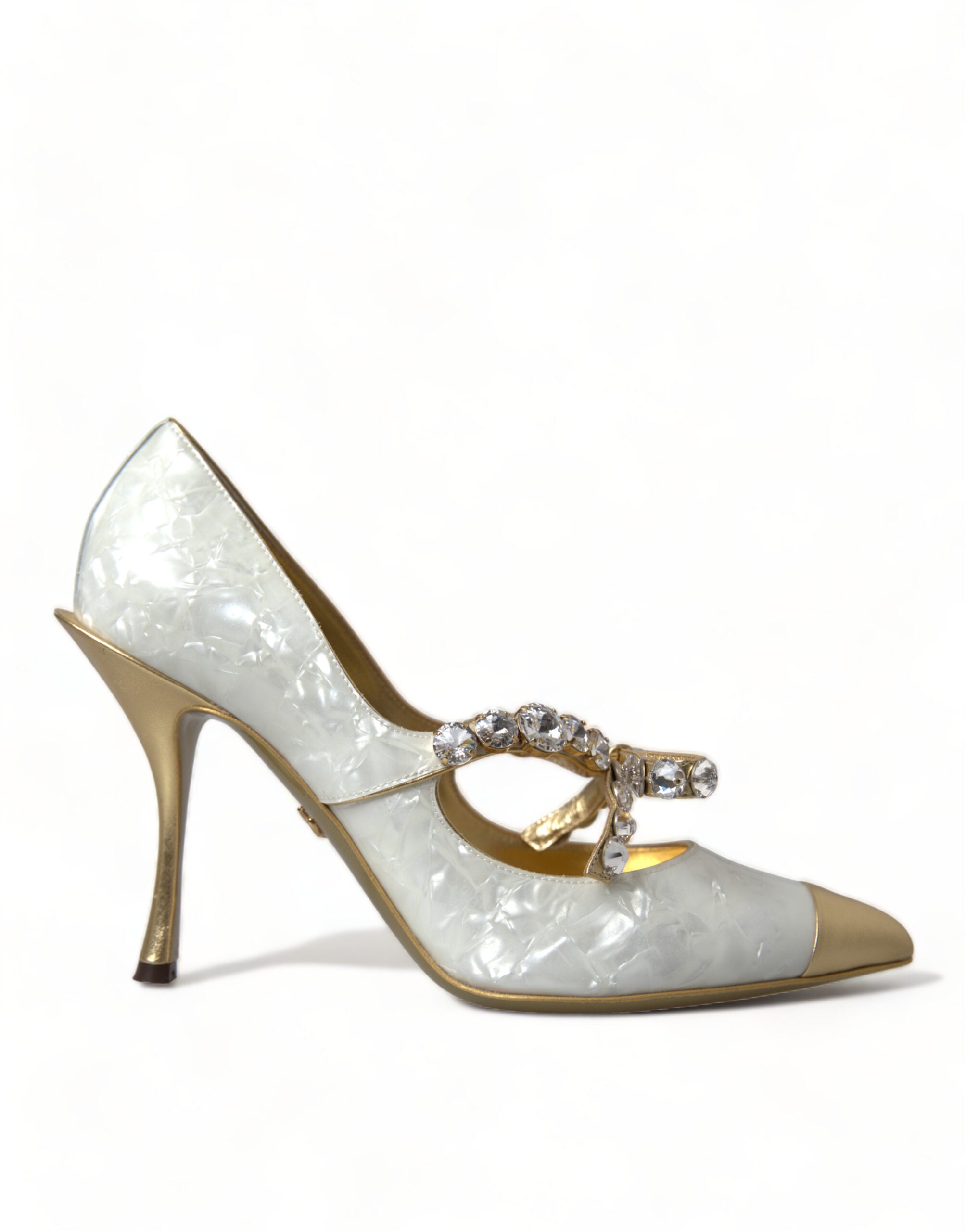 Dolce & Gabbana White Mary Jane Crystal Pearl Pumps Shoes - DEA STILOSA MILANO