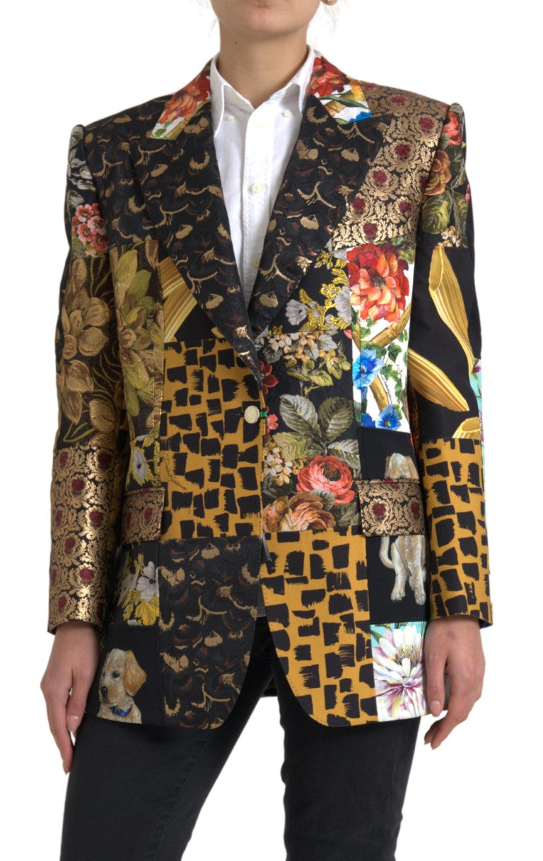 Dolce & Gabbana Multicolor Patchwork Jacquard Coat Blazer - DEA STILOSA MILANO