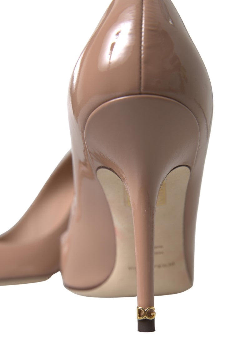Dolce & Gabbana Beige Leather Pumps Patent Heels Shoes - DEA STILOSA MILANO