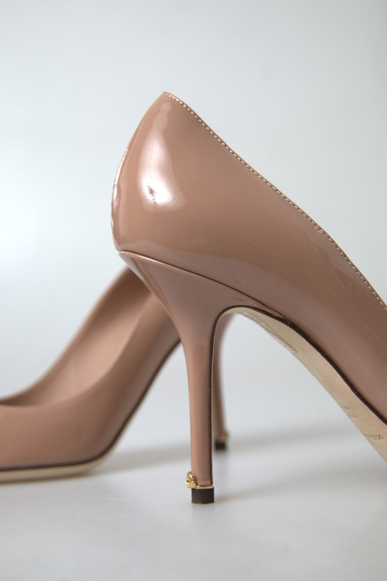 Dolce & Gabbana Beige Leather Pumps Patent Heels Shoes - DEA STILOSA MILANO