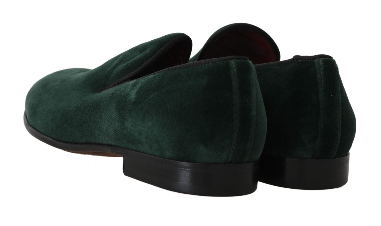 Dolce & Gabbana Green Suede Leather Slippers Loafers - DEA STILOSA MILANO