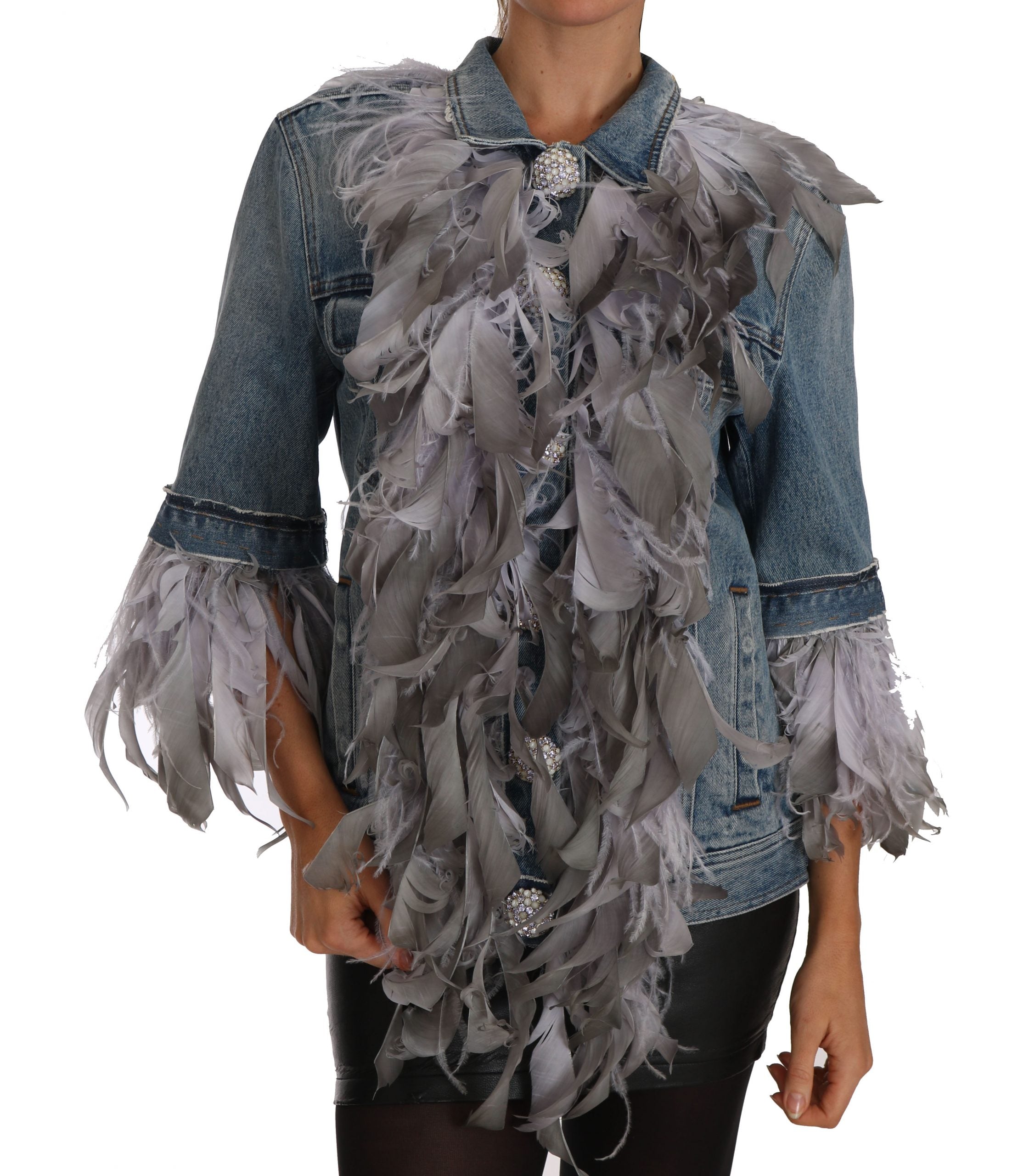 Dolce & Gabbana Denim Jacket Feathers Embellished Buttons - DEA STILOSA MILANO
