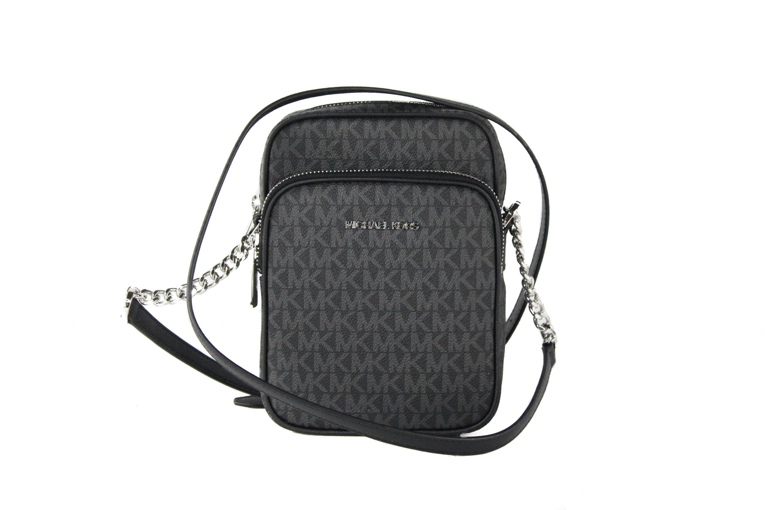 Michael Kors Medium Signature Leather North South Chain Crossbody Handbag Black - DEA STILOSA MILANO