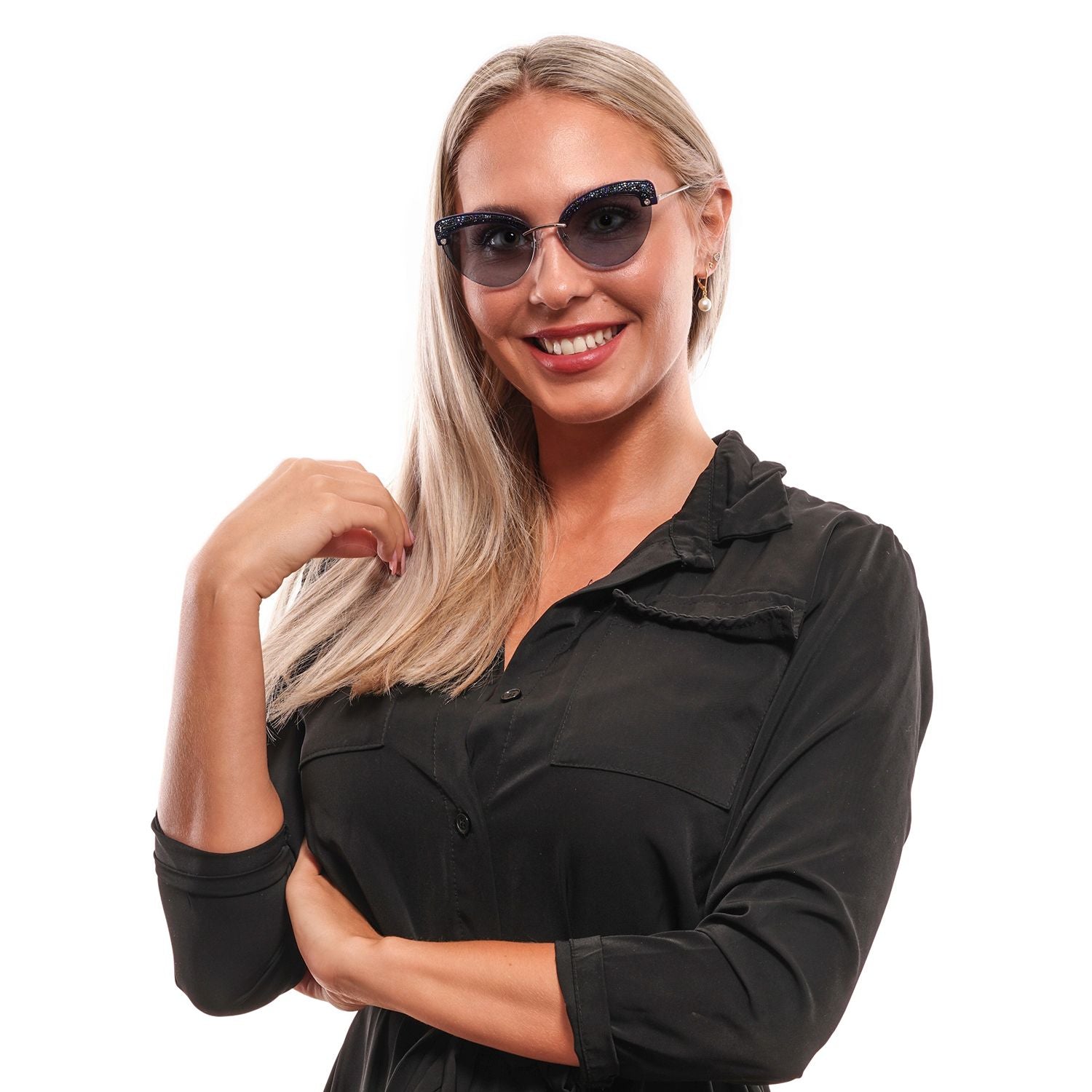 Swarovski Blue Women Sunglasses - DEA STILOSA MILANO