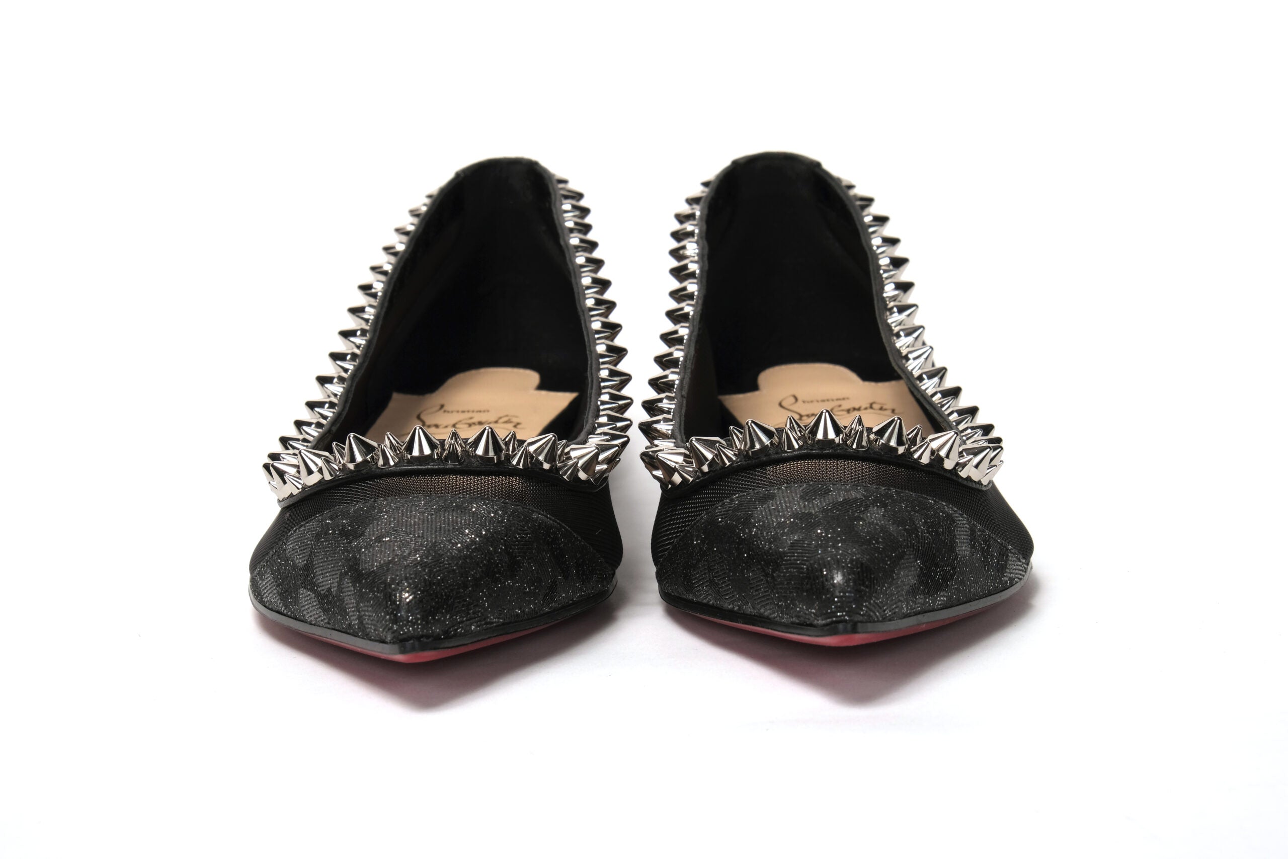 Christian Louboutin Black Silver Flat Point Toe Shoe - DEA STILOSA MILANO