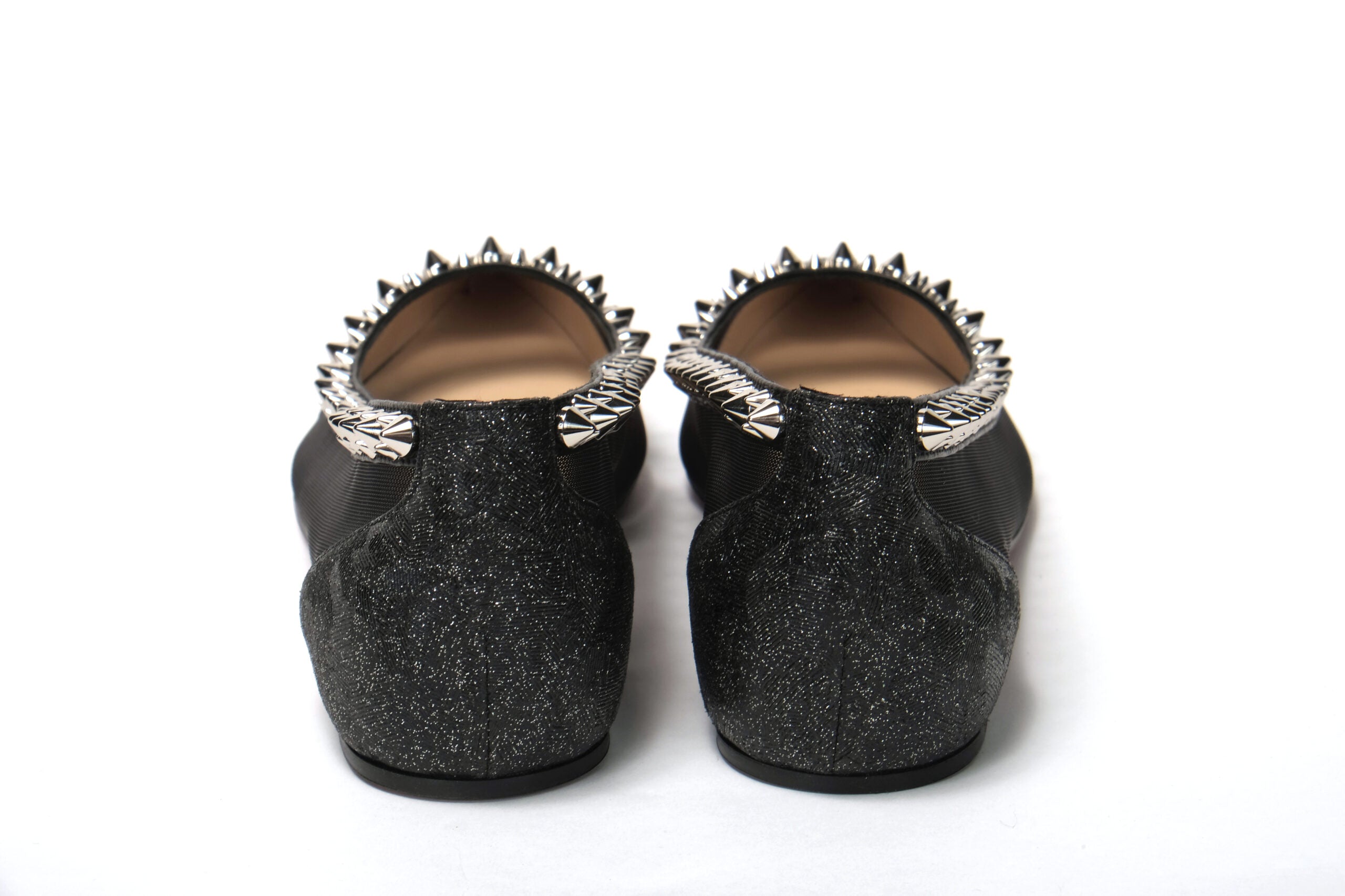 Christian Louboutin Black Silver Flat Point Toe Shoe - DEA STILOSA MILANO